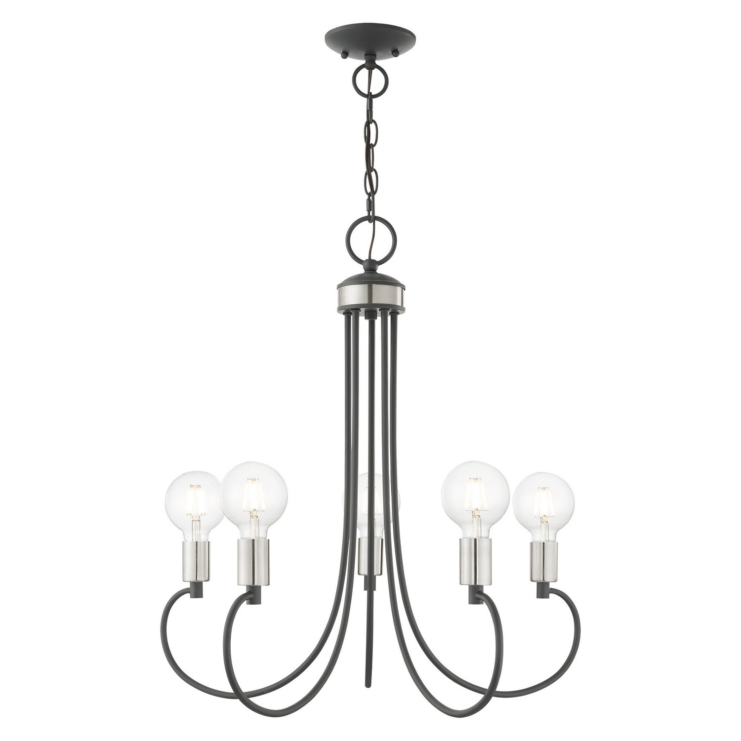Livex Lighting - 42925-76 - Five Light Chandelier - Bari - Scandinavian Gray w/ Brushed Nickels