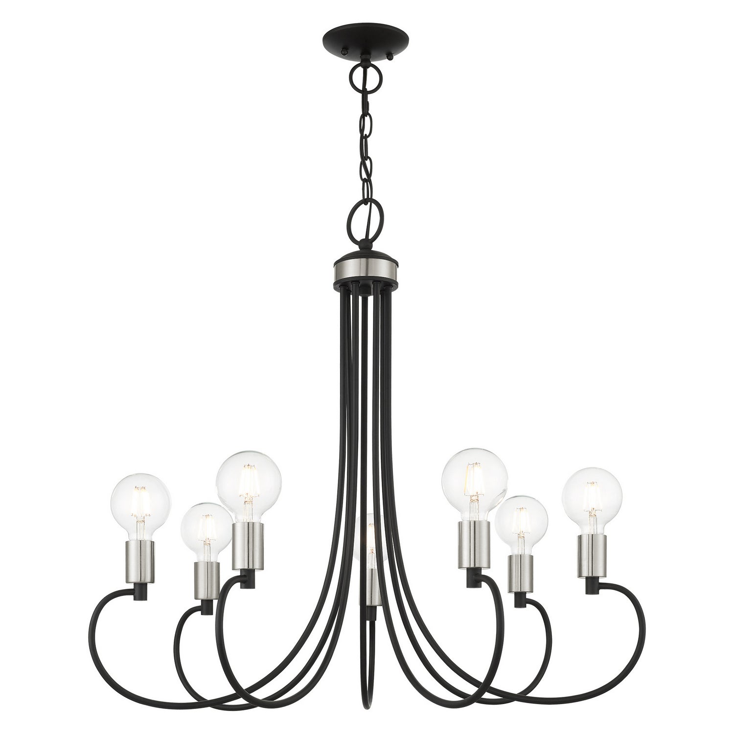 Livex Lighting - 42927-04 - Seven Light Chandelier - Bari - Black w/ Brushed Nickels