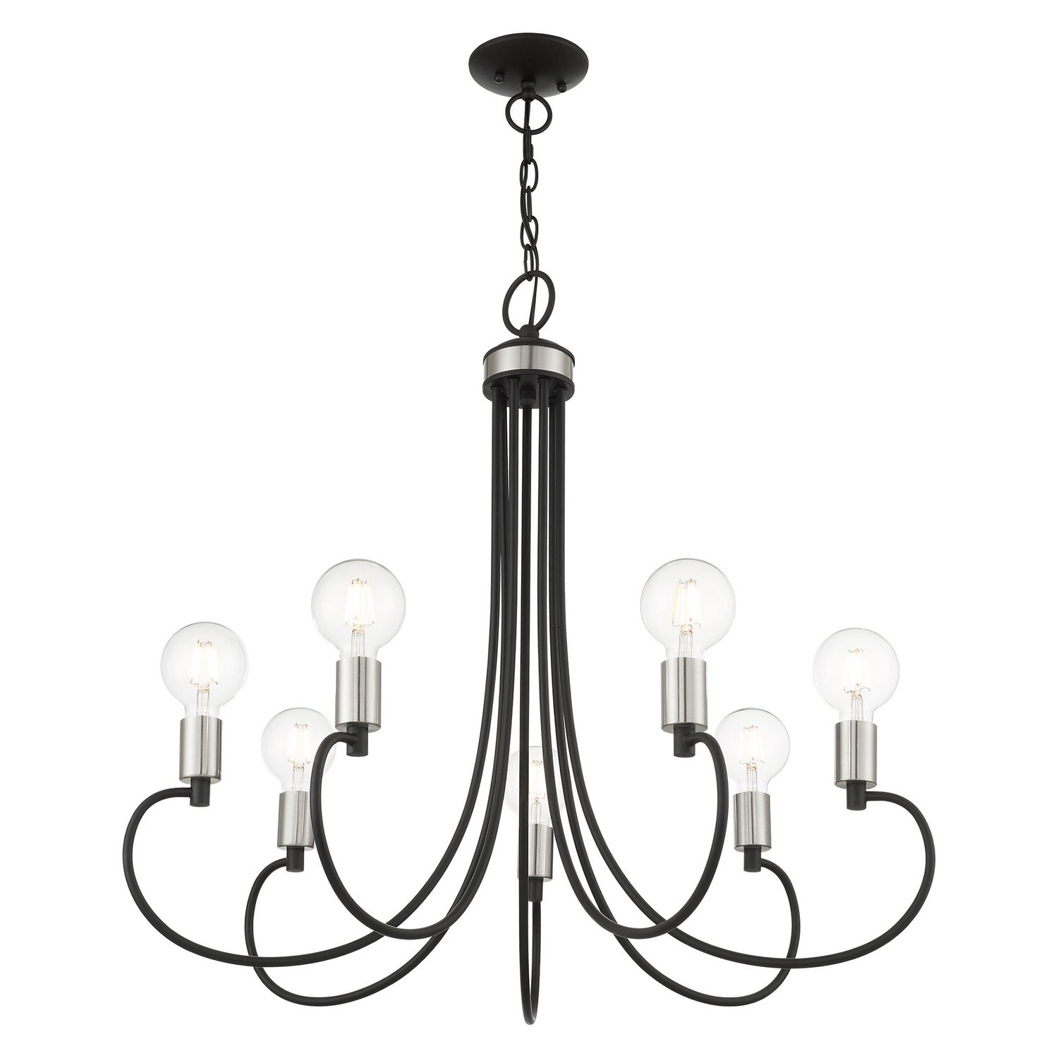 Livex Lighting - 42927-04 - Seven Light Chandelier - Bari - Black w/ Brushed Nickels