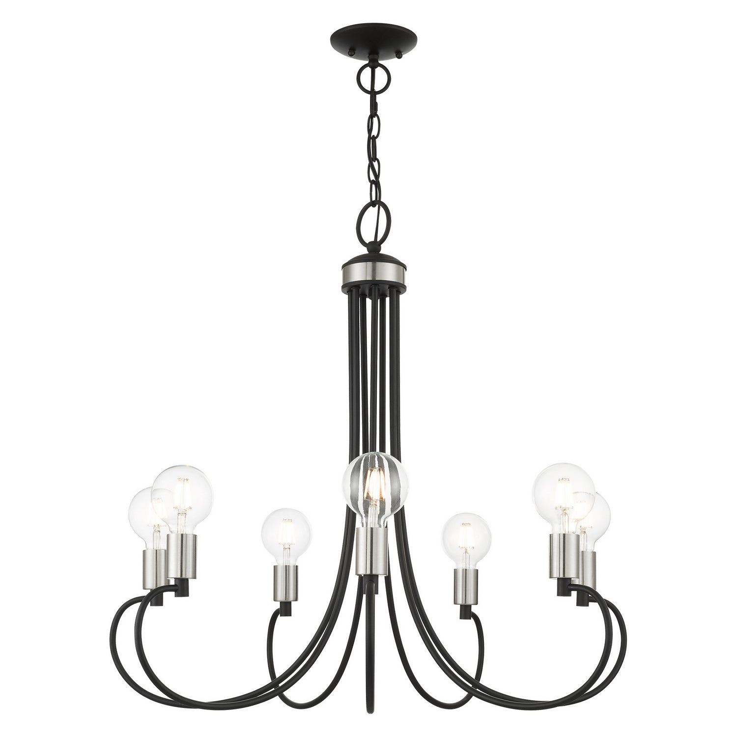 Livex Lighting - 42927-04 - Seven Light Chandelier - Bari - Black w/ Brushed Nickels