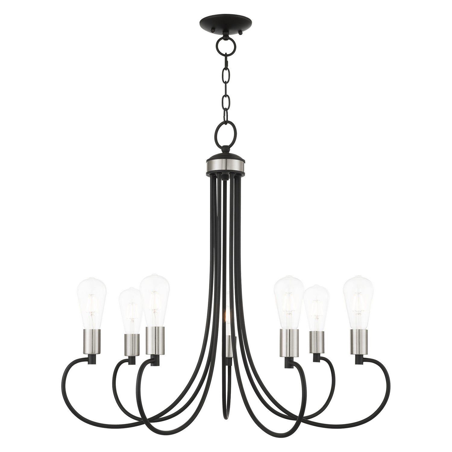 Livex Lighting - 42927-04 - Seven Light Chandelier - Bari - Black w/ Brushed Nickels