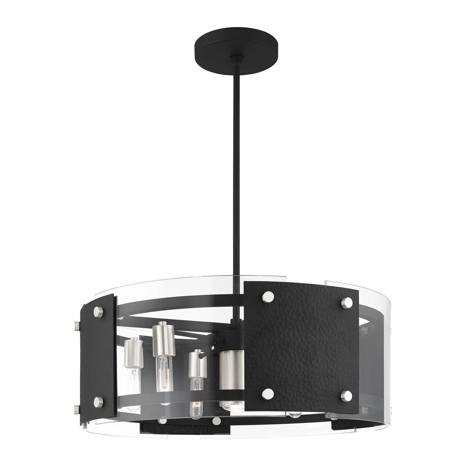 Livex Lighting - 45995-04 - Seven Light Chandelier - Barcelona - Black w/ Brushed Nickels
