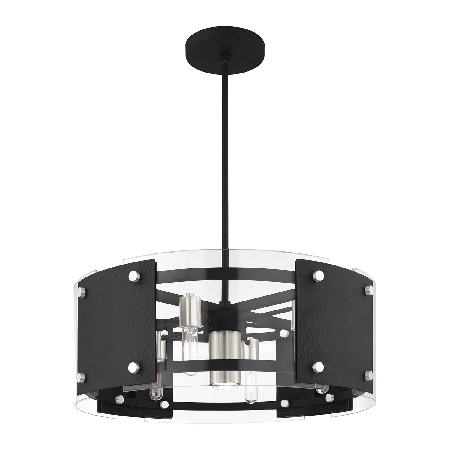 Livex Lighting - 45995-04 - Seven Light Chandelier - Barcelona - Black w/ Brushed Nickels