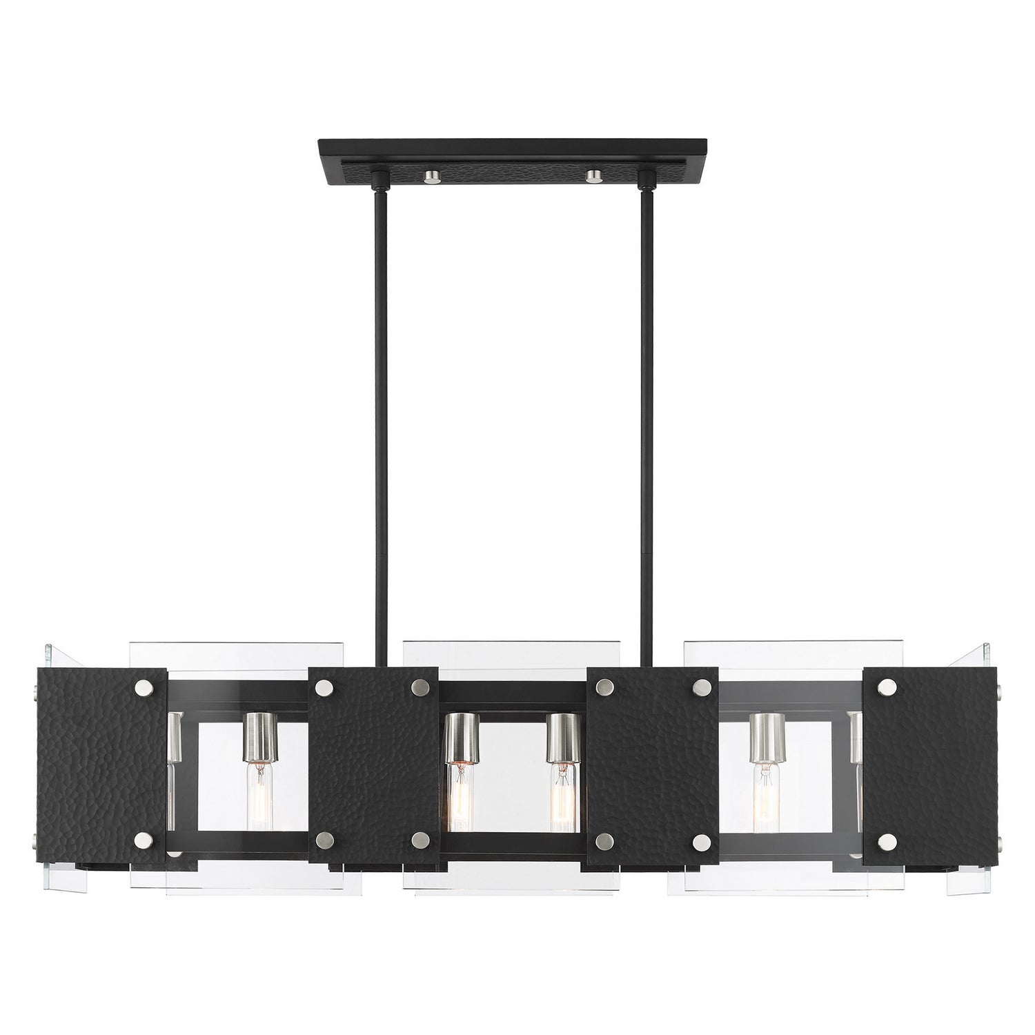 Livex Lighting - 45997-04 - Eight Light Linear Chandelier - Barcelona - Black w/ Brushed Nickels