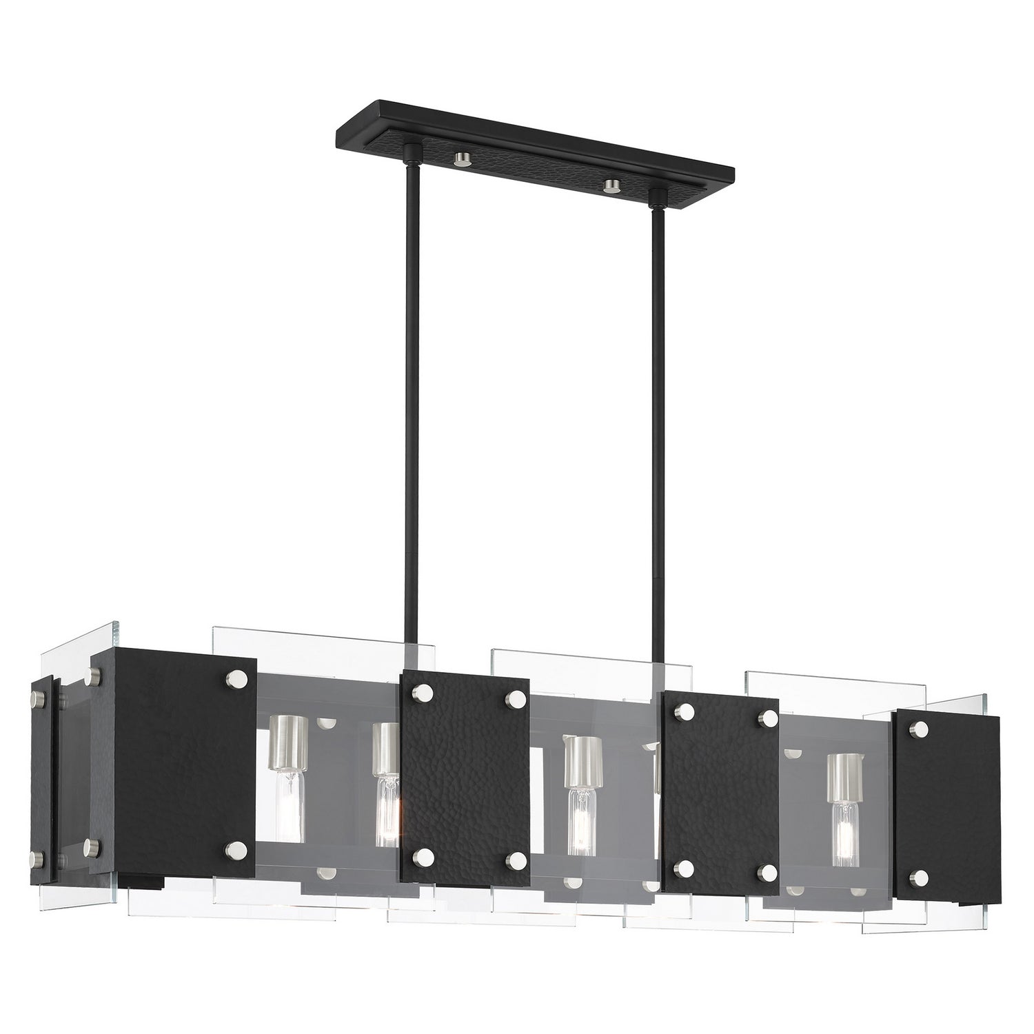 Livex Lighting - 45997-04 - Eight Light Linear Chandelier - Barcelona - Black w/ Brushed Nickels