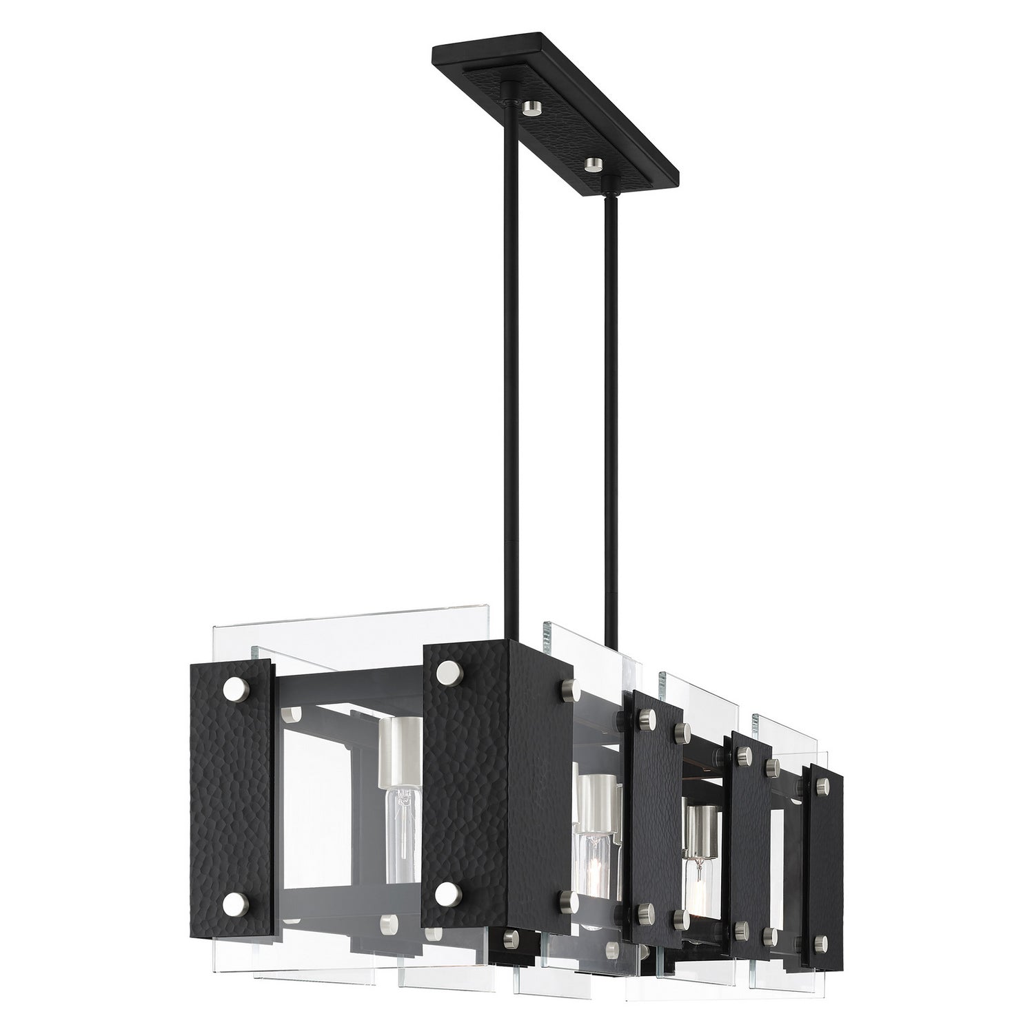 Livex Lighting - 45997-04 - Eight Light Linear Chandelier - Barcelona - Black w/ Brushed Nickels