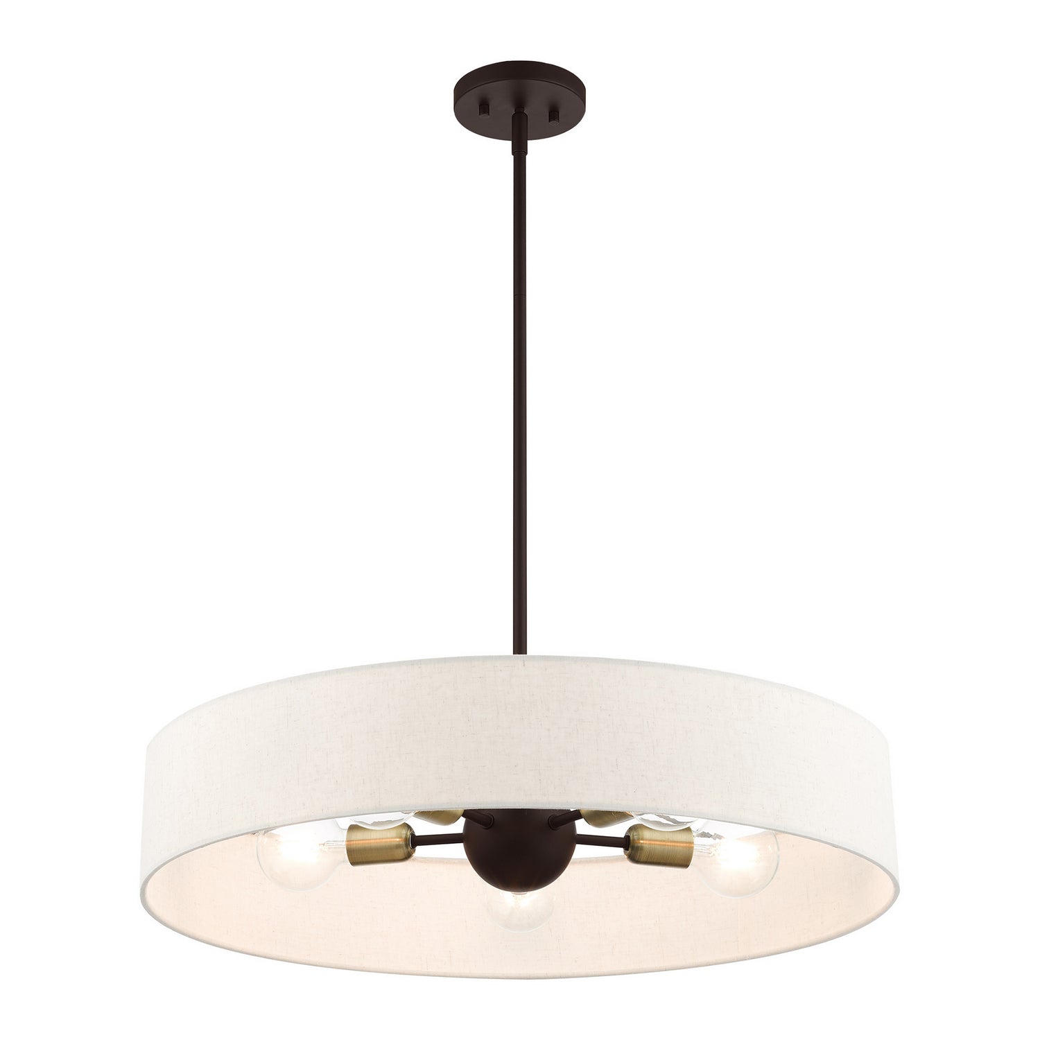 Livex Lighting - 46035-07 - Five Light Pendant - Venlo - Bronze w/ Antique Brasss
