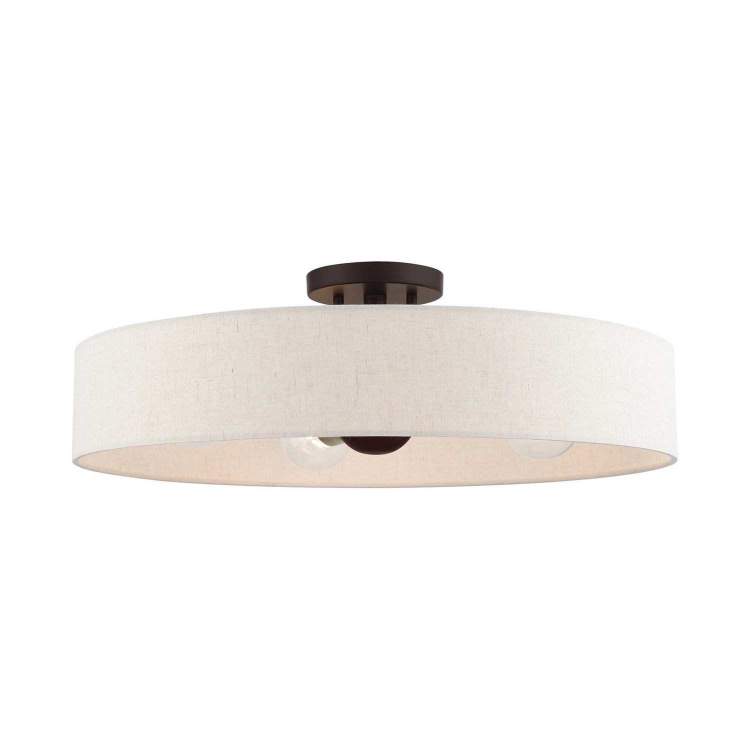 Livex Lighting - 46038-07 - Four Light Semi Flush Mount - Venlo - Bronze w/ Antique Brasss
