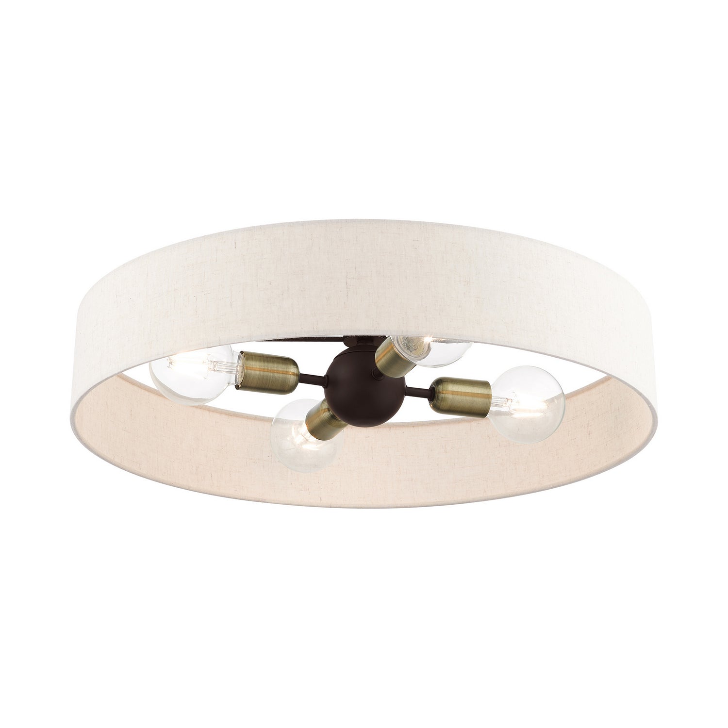Livex Lighting - 46038-07 - Four Light Semi Flush Mount - Venlo - Bronze w/ Antique Brasss