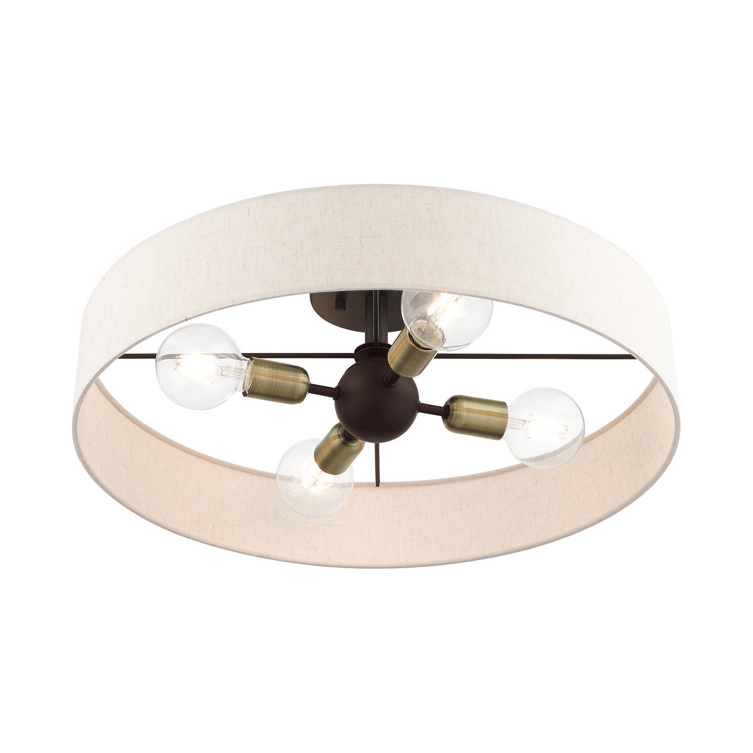 Livex Lighting - 46038-07 - Four Light Semi Flush Mount - Venlo - Bronze w/ Antique Brasss
