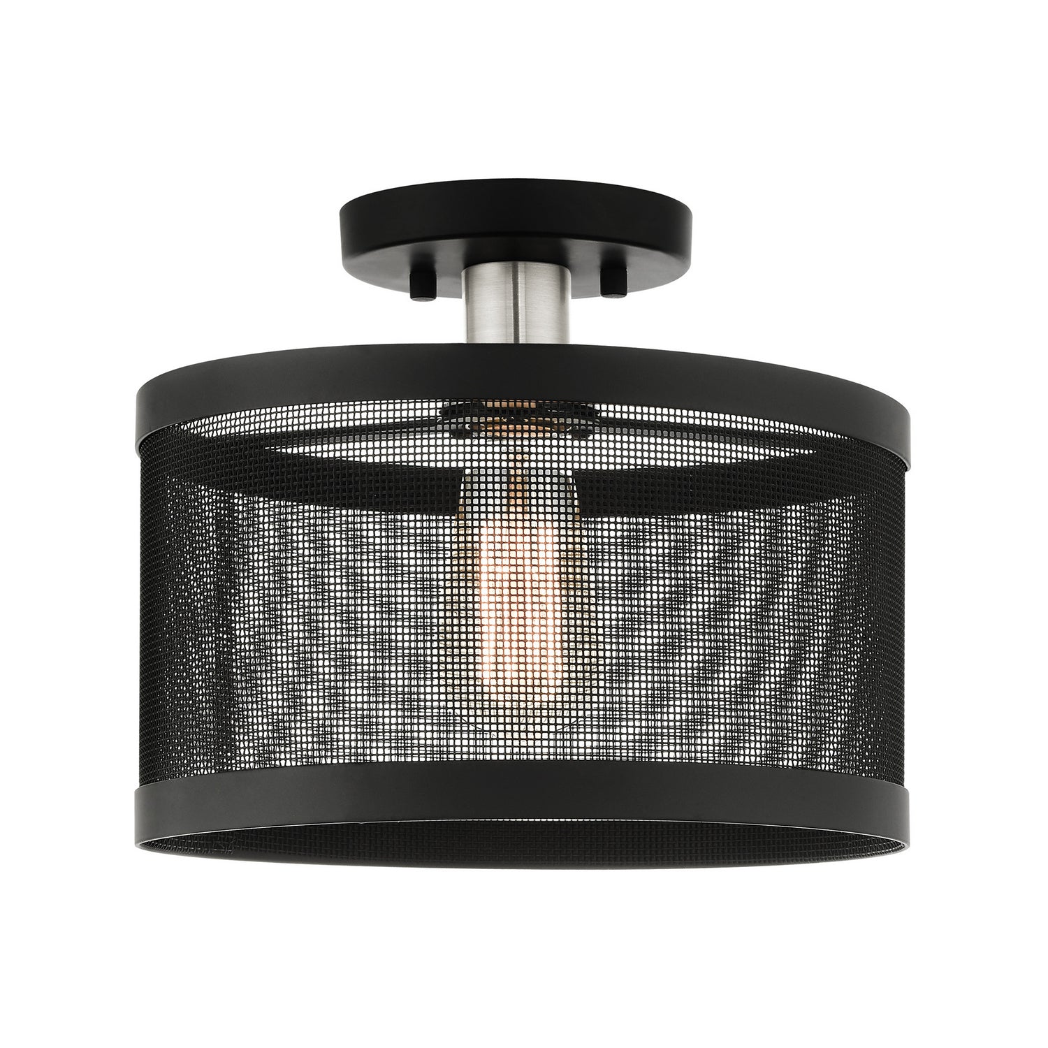 Livex Lighting - 46216-04 - One Light Semi Flush Mount - Industro - Black w/ Brushed Nickels