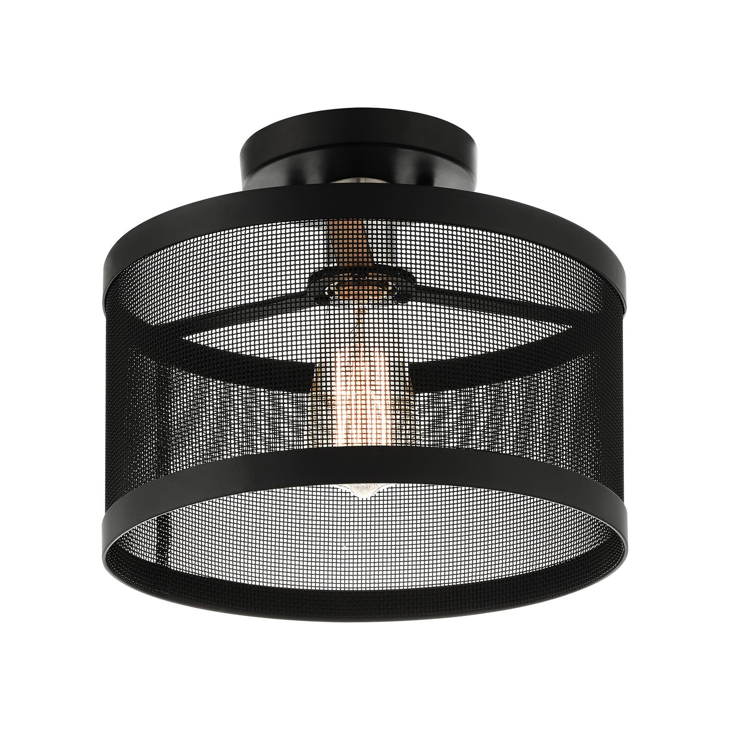 Livex Lighting - 46216-04 - One Light Semi Flush Mount - Industro - Black w/ Brushed Nickels