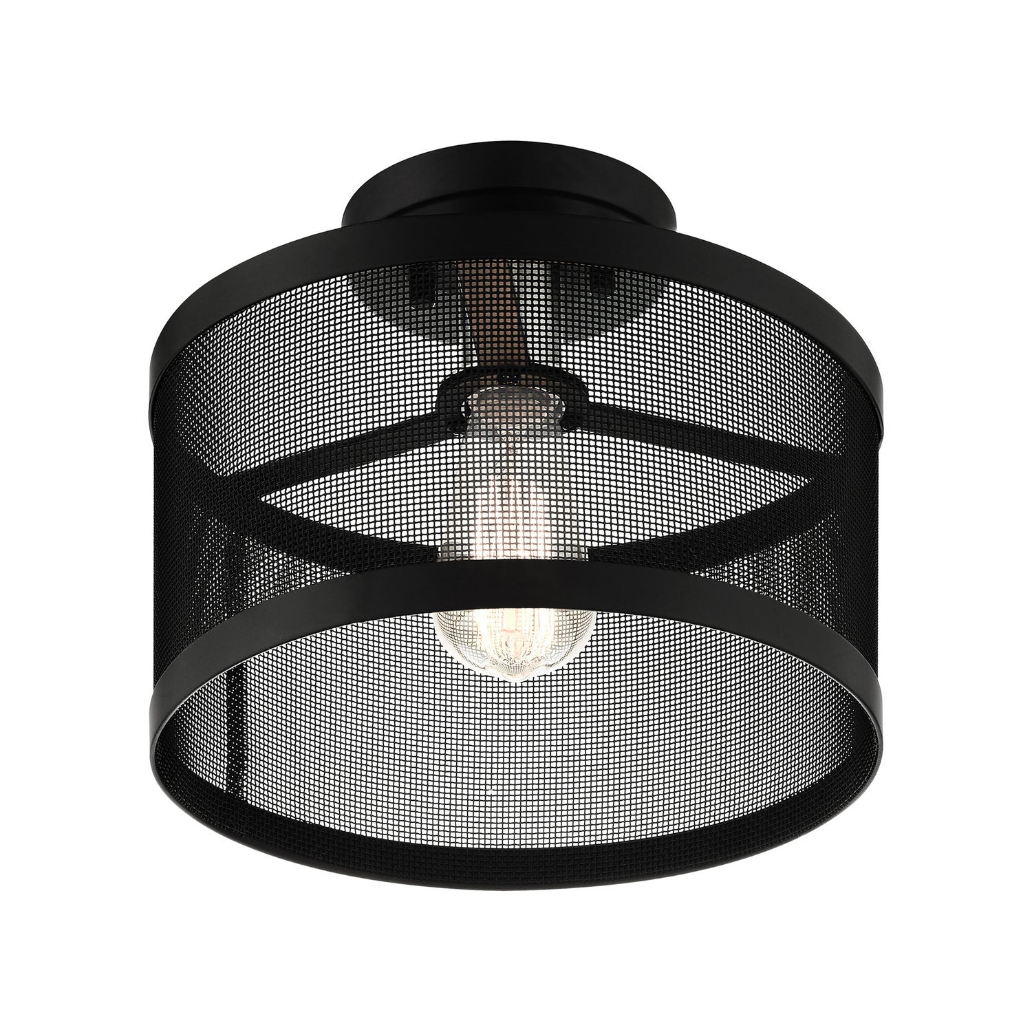 Livex Lighting - 46216-04 - One Light Semi Flush Mount - Industro - Black w/ Brushed Nickels
