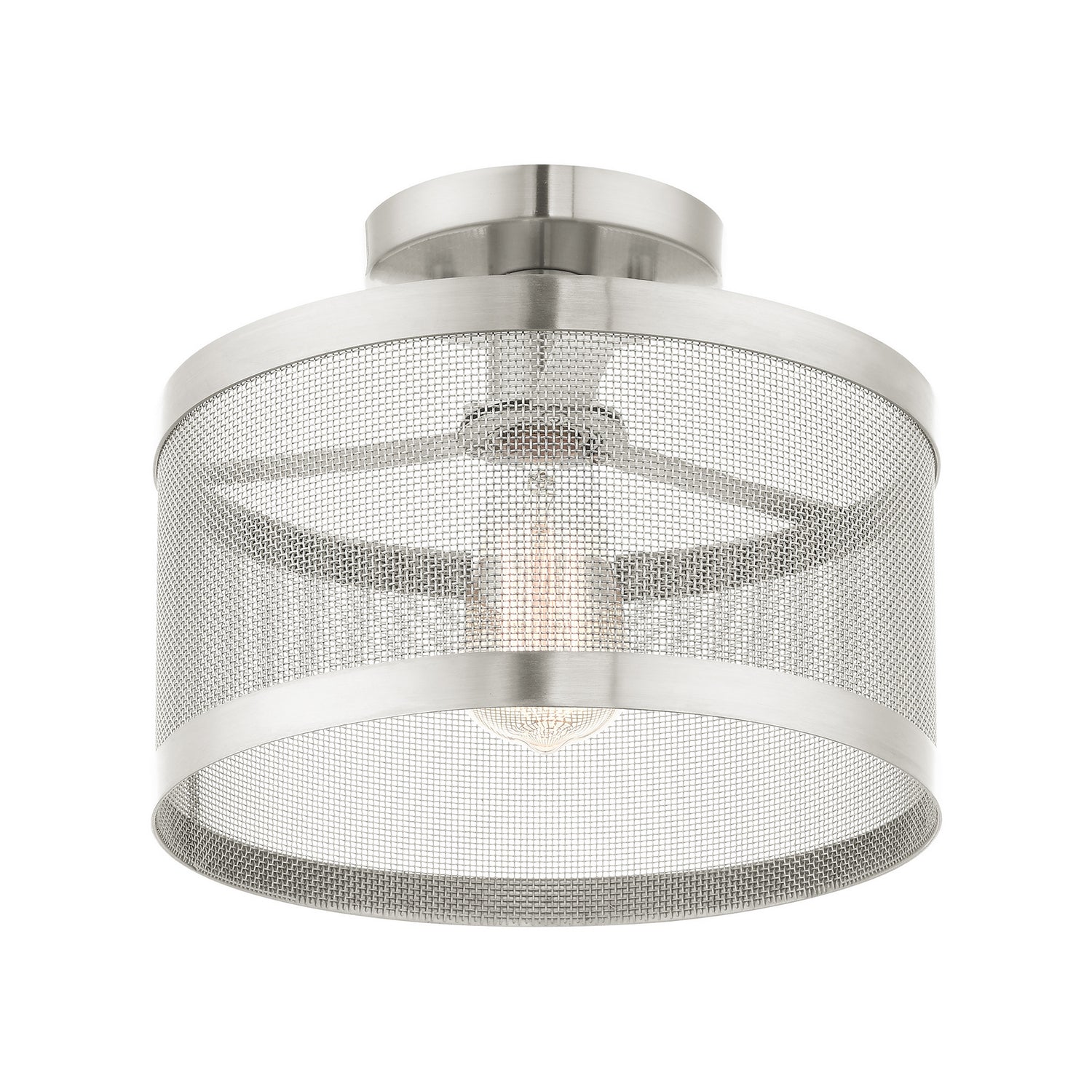 Livex Lighting - 46216-91 - One Light Semi Flush Mount - Industro - Brushed Nickel