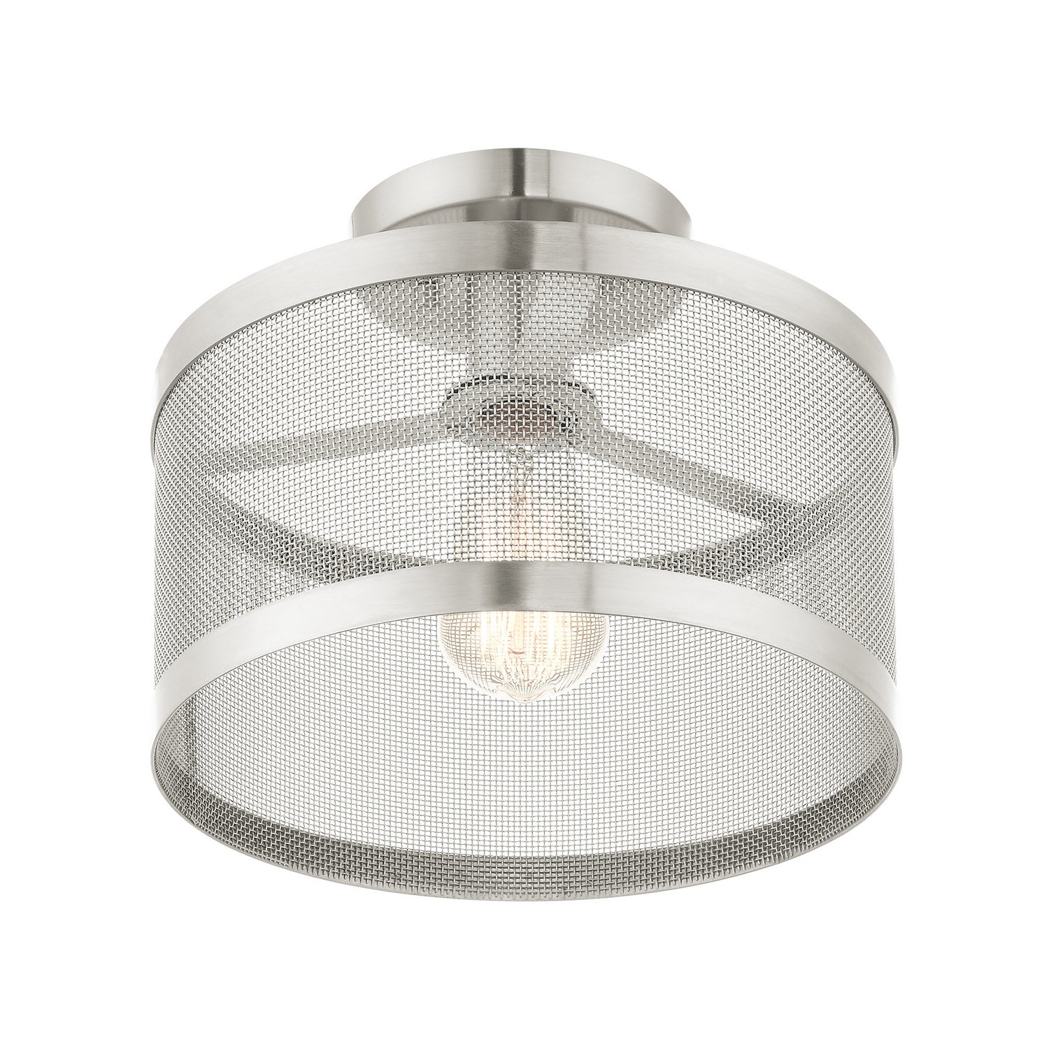 Livex Lighting - 46216-91 - One Light Semi Flush Mount - Industro - Brushed Nickel