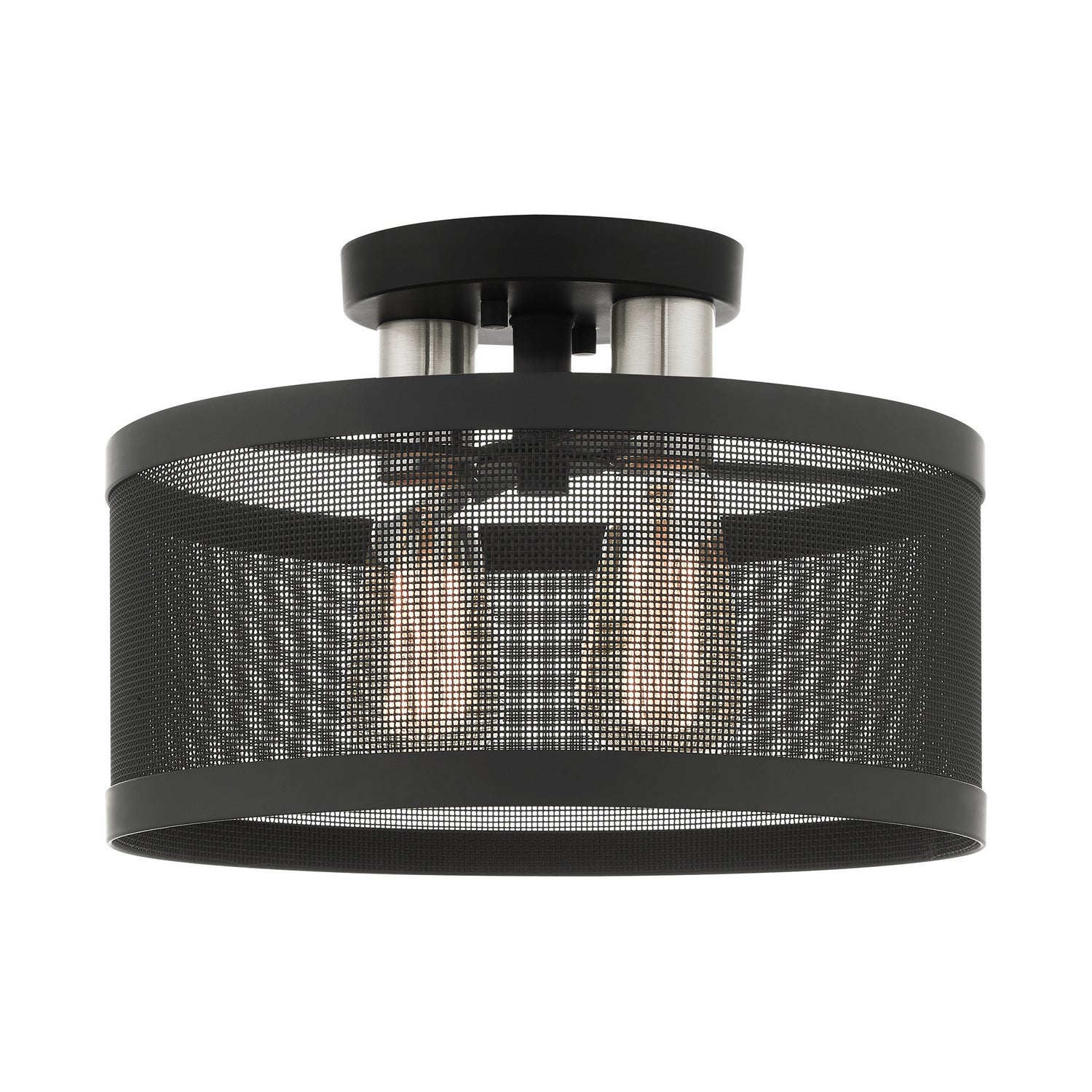 Livex Lighting - 46217-04 - Two Light Semi Flush Mount - Industro - Black w/ Brushed Nickels