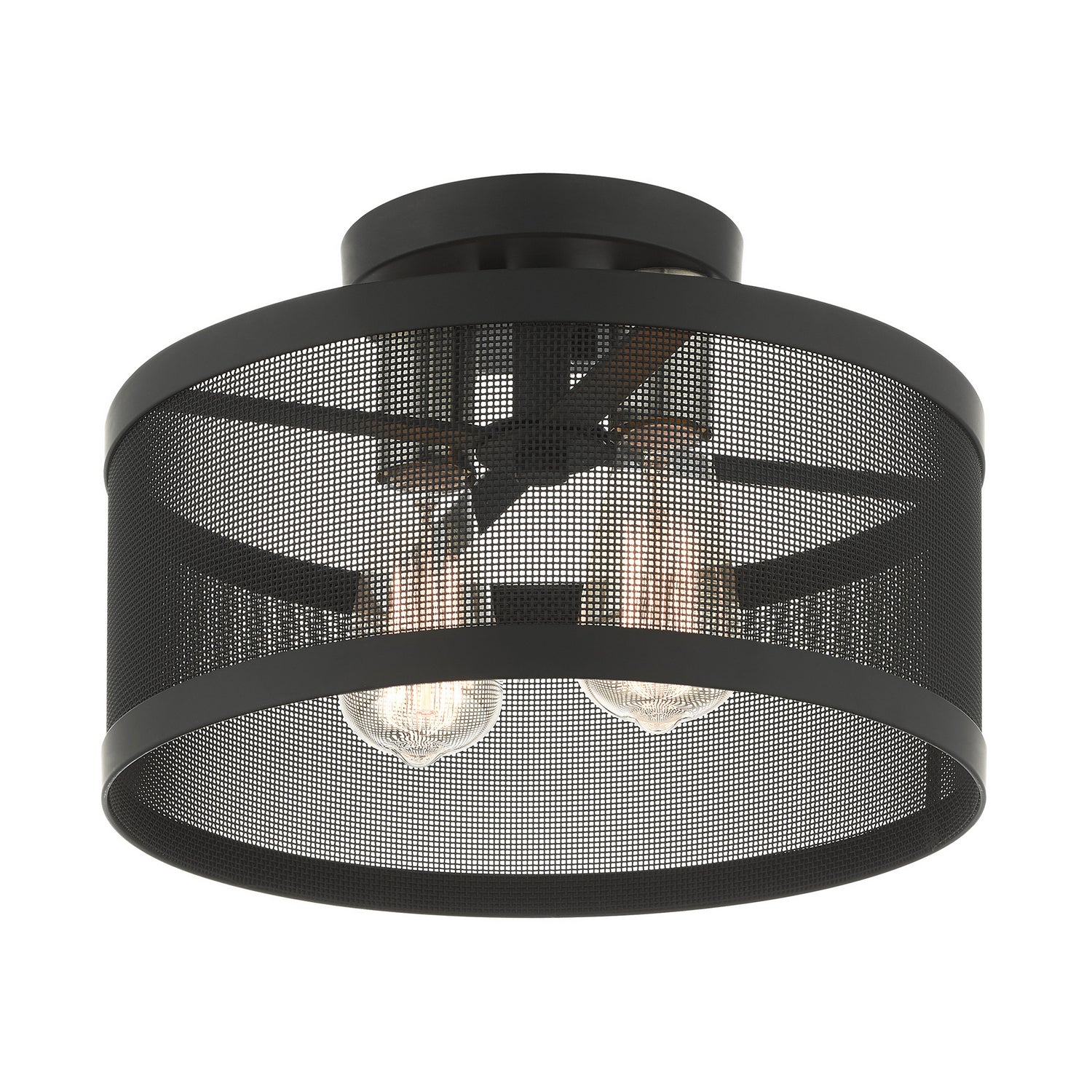 Livex Lighting - 46217-04 - Two Light Semi Flush Mount - Industro - Black w/ Brushed Nickels
