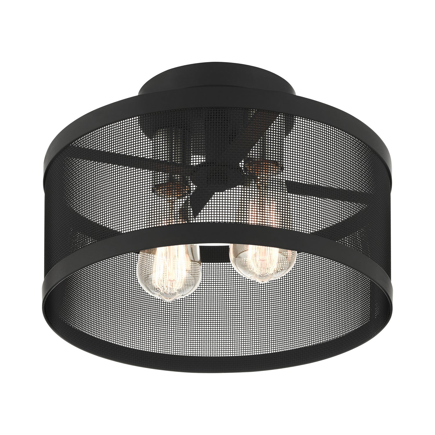Livex Lighting - 46217-04 - Two Light Semi Flush Mount - Industro - Black w/ Brushed Nickels