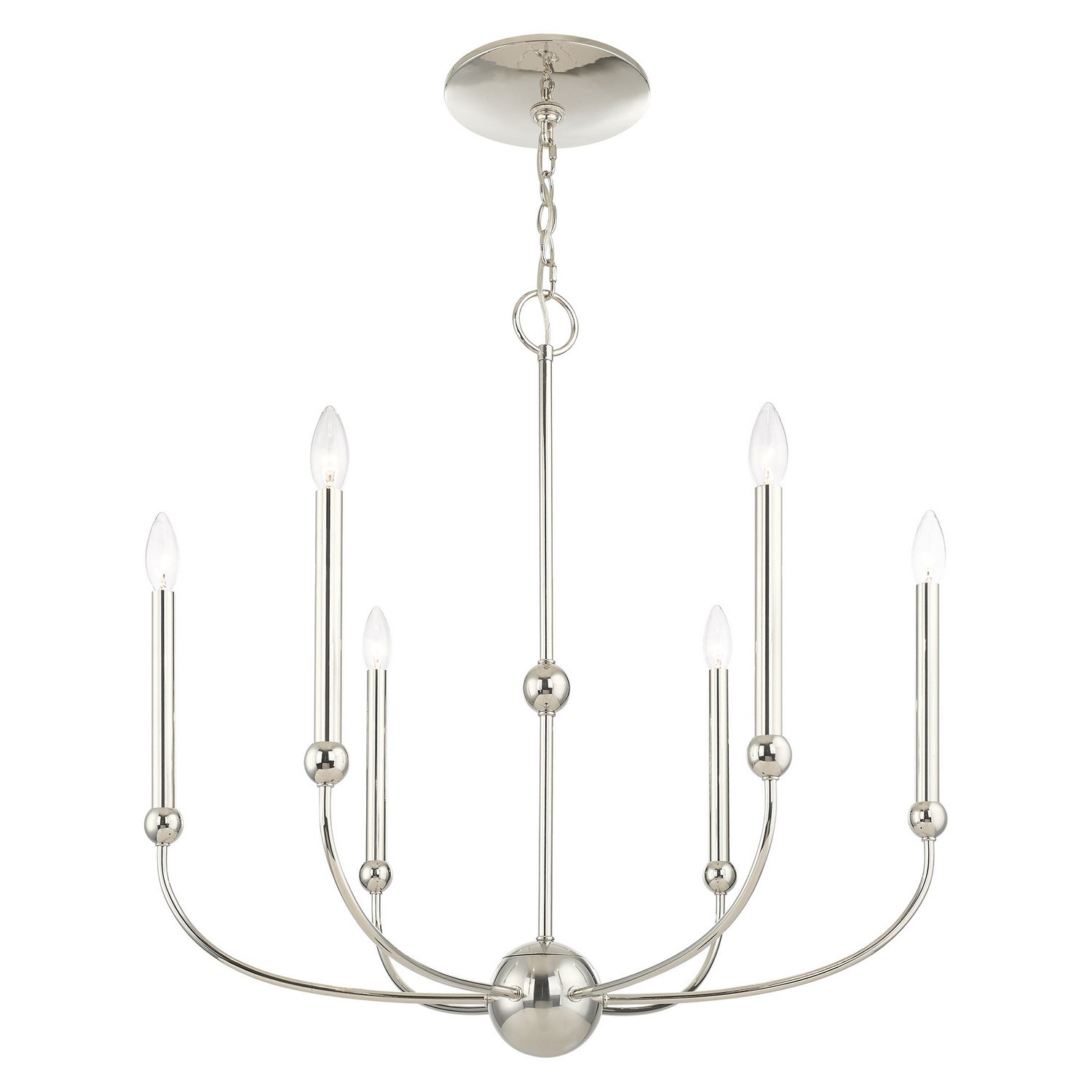 Livex Lighting - 46316-35 - Six Light Chandelier - Cortlandt - Polished Nickel