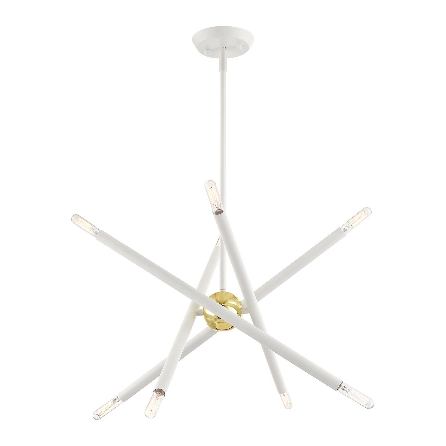 Livex Lighting - 46774-03 - Eight Light Chandelier - Soho - White w/ Polished Brasss