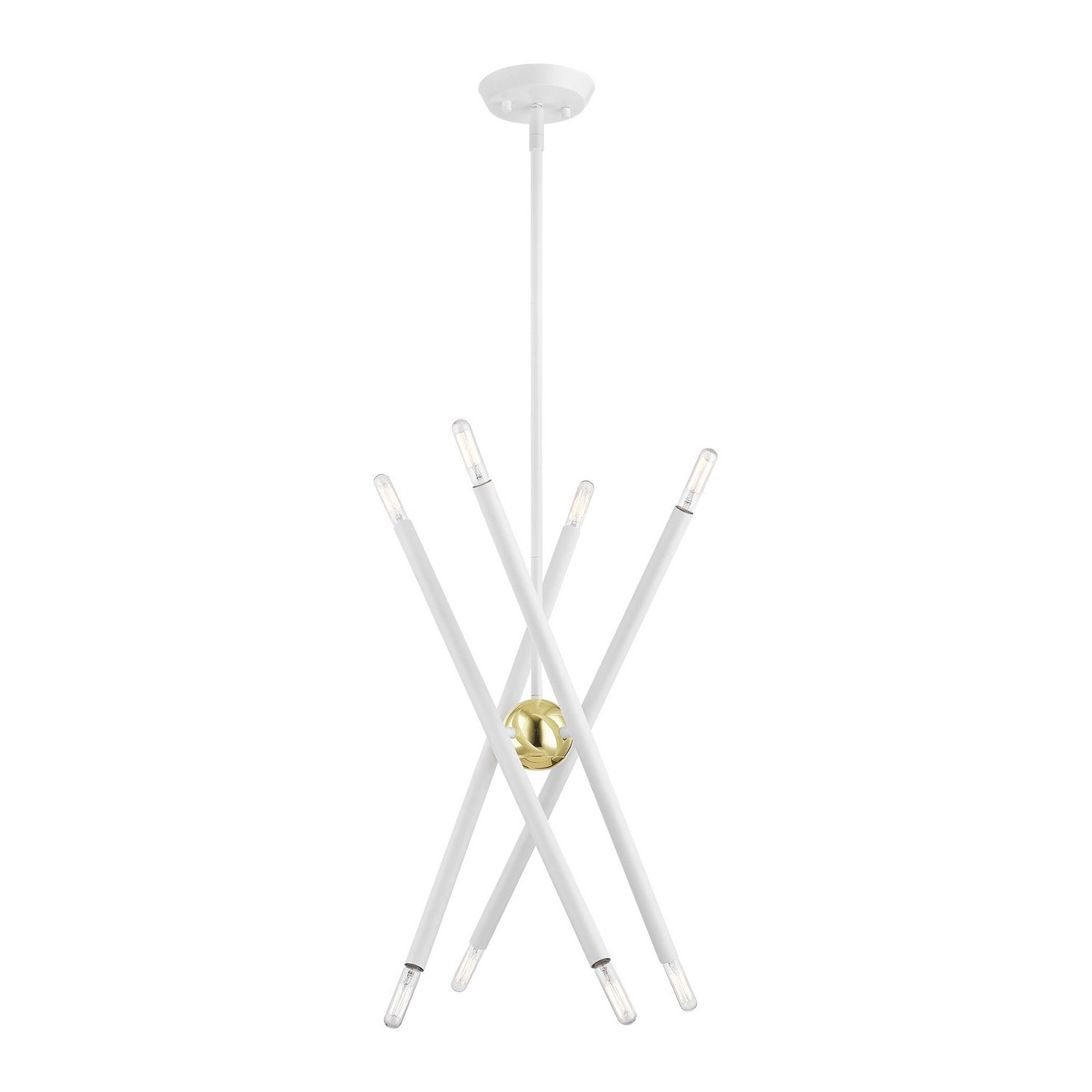 Livex Lighting - 46774-03 - Eight Light Chandelier - Soho - White w/ Polished Brasss