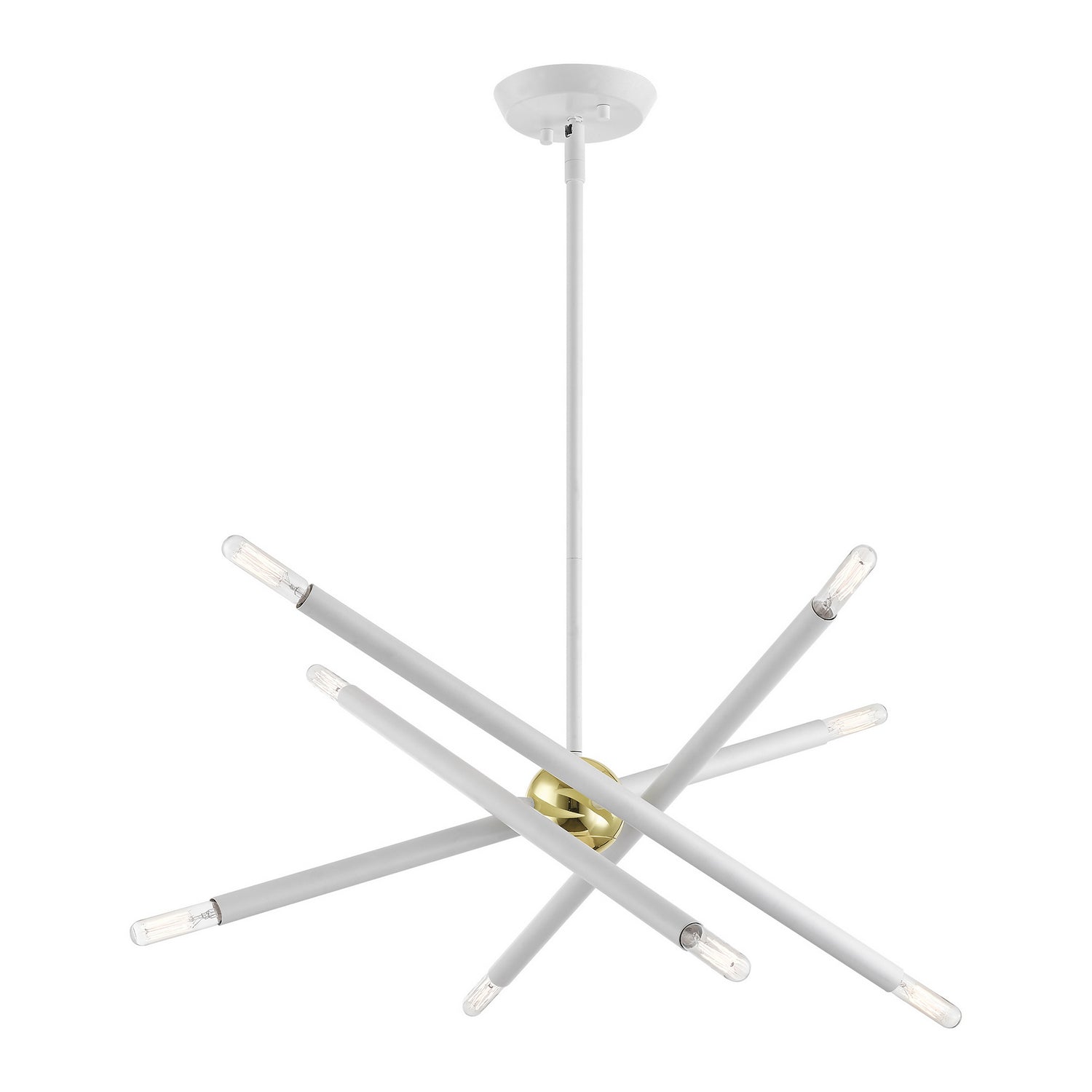 Livex Lighting - 46774-03 - Eight Light Chandelier - Soho - White w/ Polished Brasss
