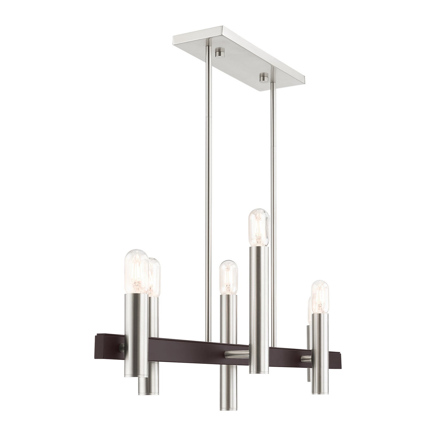 Livex Lighting - 46866-91 - Six Light Chandelier - Helsinki - Brushed Nickel w/ Bronzes