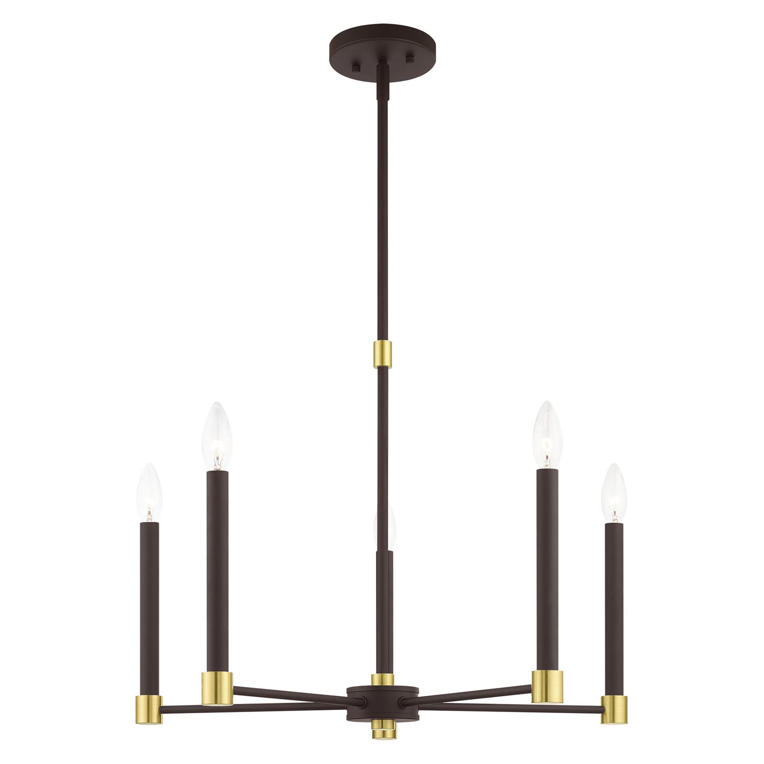 Livex Lighting - 46885-07 - Five Light Chandelier - Karlstad - Bronze w/ Satin Brasss