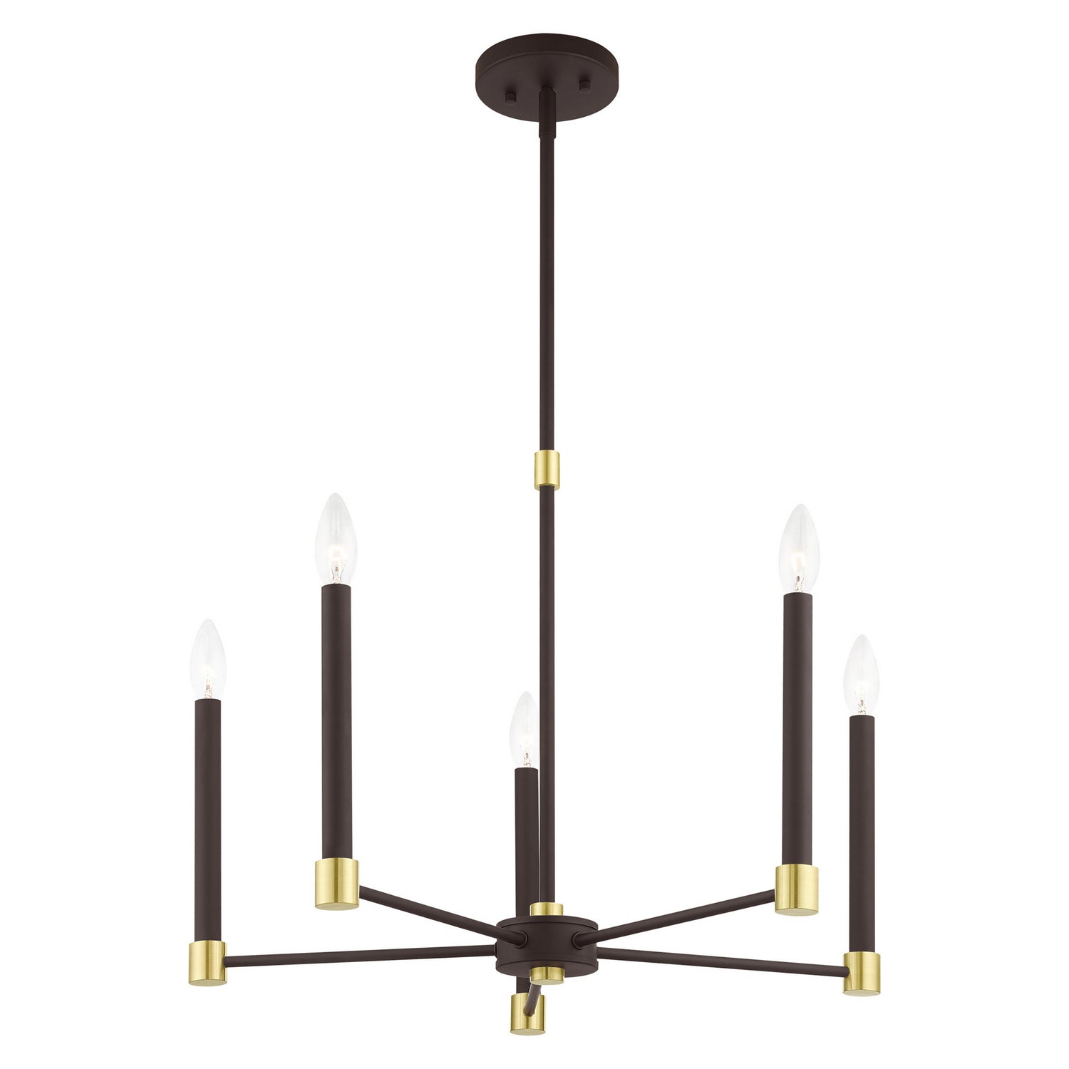 Livex Lighting - 46885-07 - Five Light Chandelier - Karlstad - Bronze w/ Satin Brasss