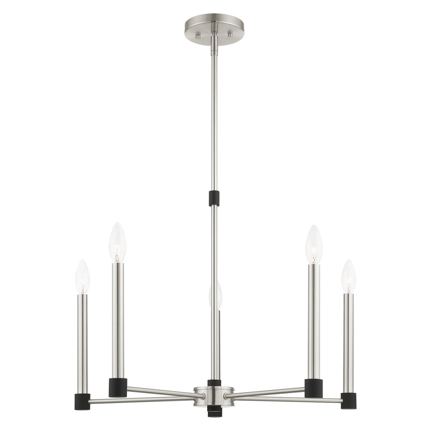 Livex Lighting - 46885-91 - Five Light Chandelier - Karlstad - Brushed Nickel w/ Blacks