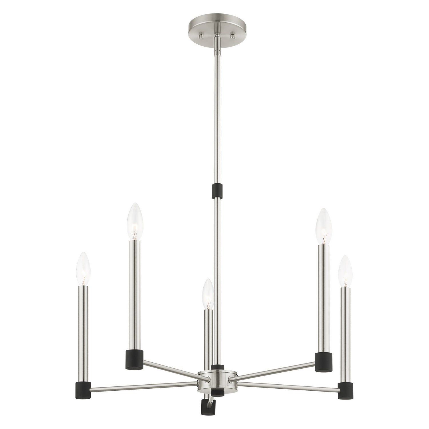 Livex Lighting - 46885-91 - Five Light Chandelier - Karlstad - Brushed Nickel w/ Blacks