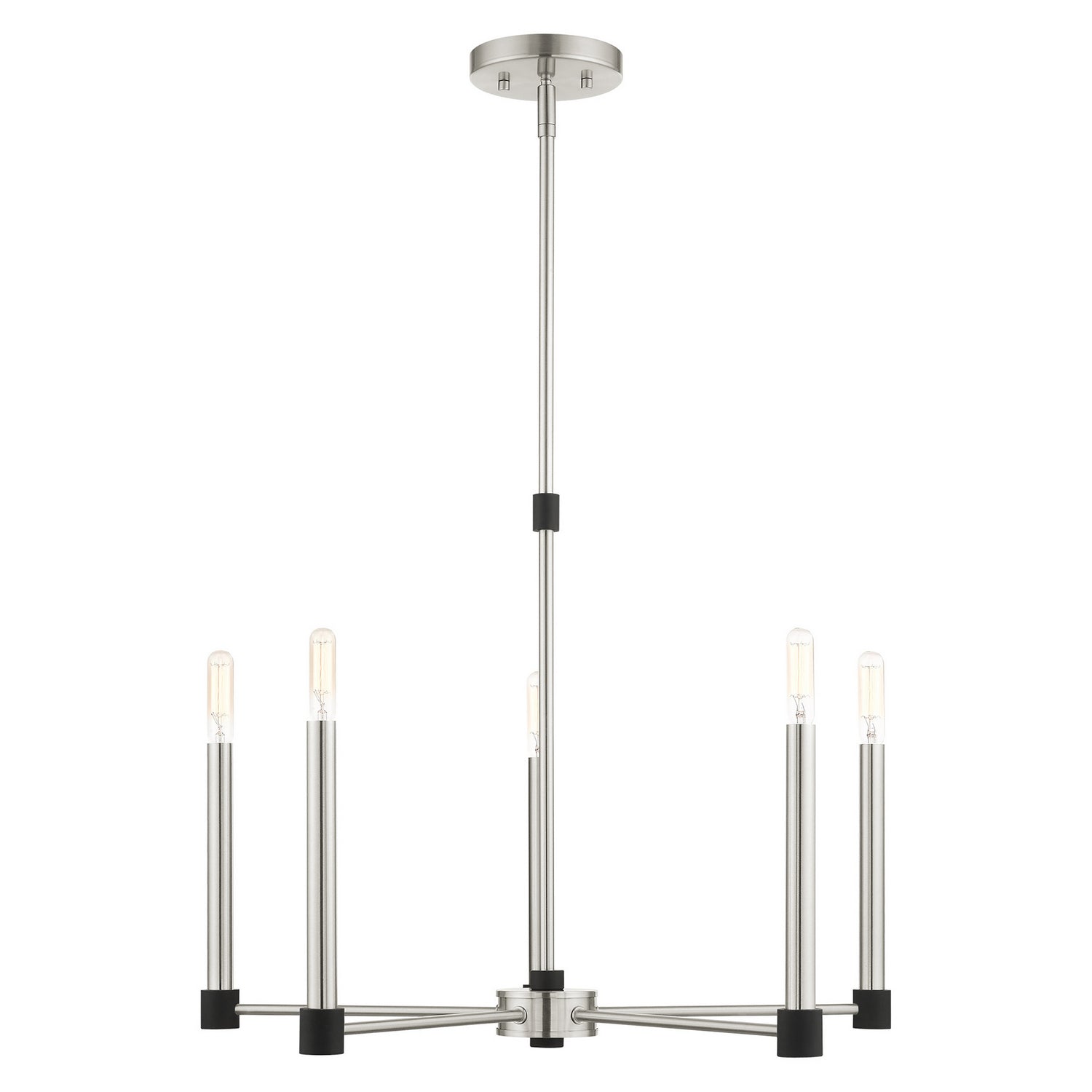 Livex Lighting - 46885-91 - Five Light Chandelier - Karlstad - Brushed Nickel w/ Blacks