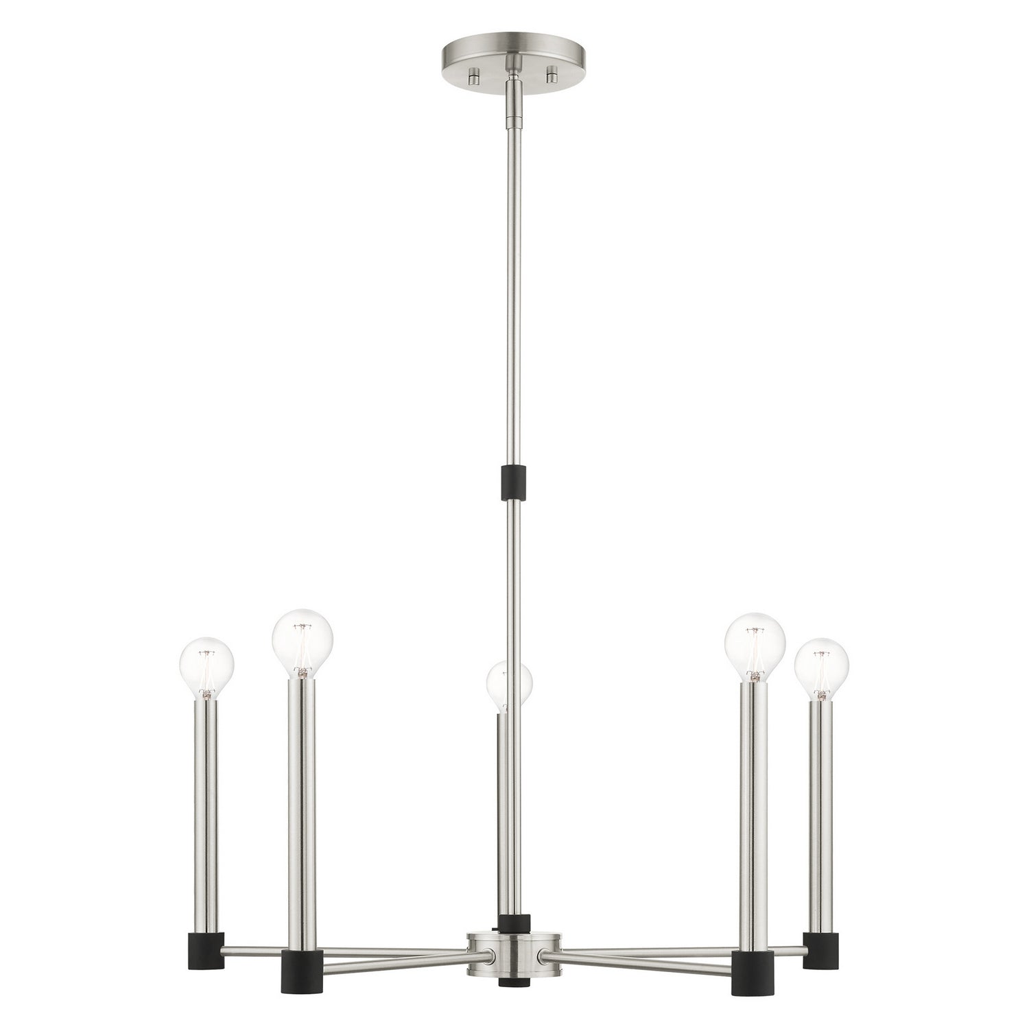 Livex Lighting - 46885-91 - Five Light Chandelier - Karlstad - Brushed Nickel w/ Blacks