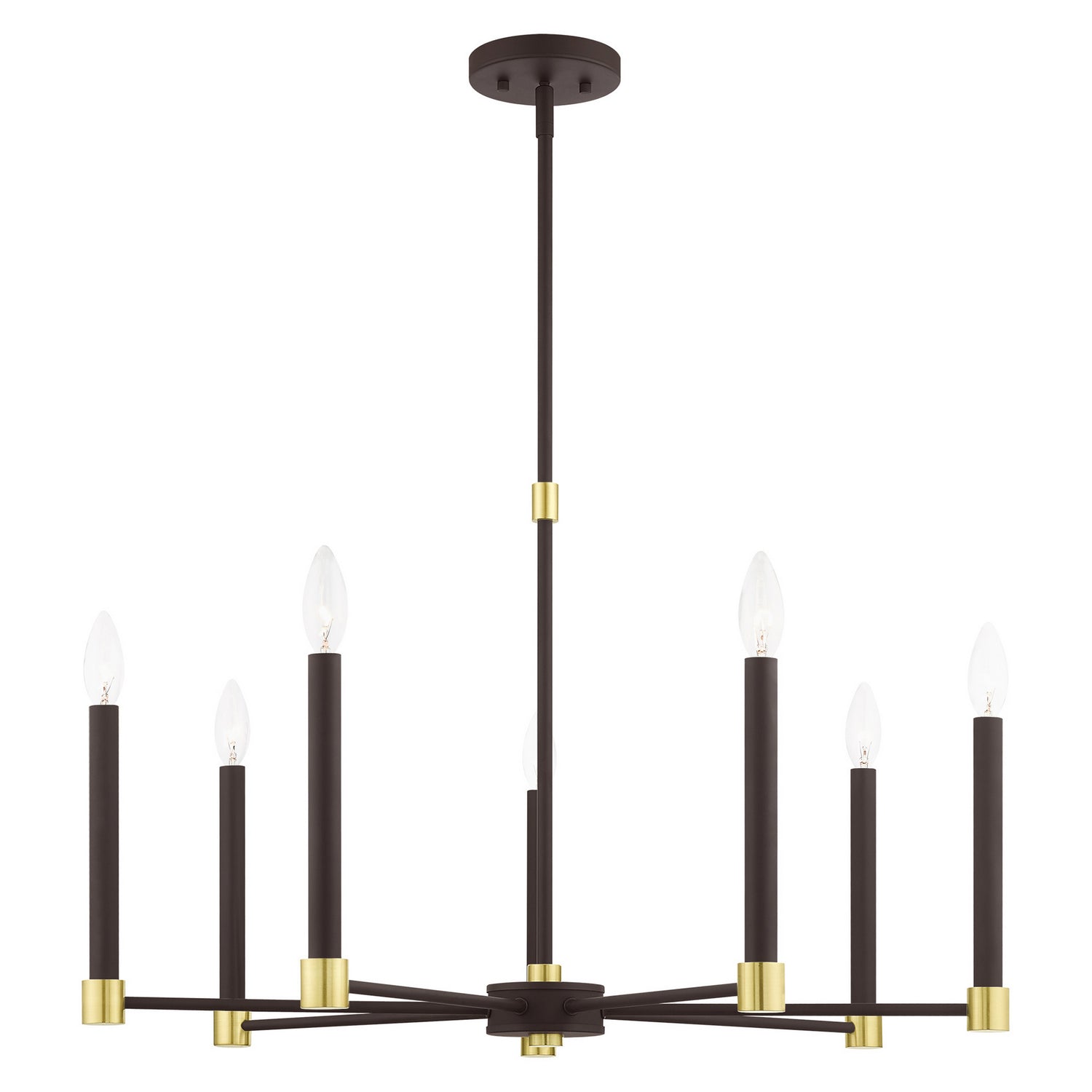 Livex Lighting - 46887-07 - Seven Light Chandelier - Karlstad - Bronze w/ Satin Brasss