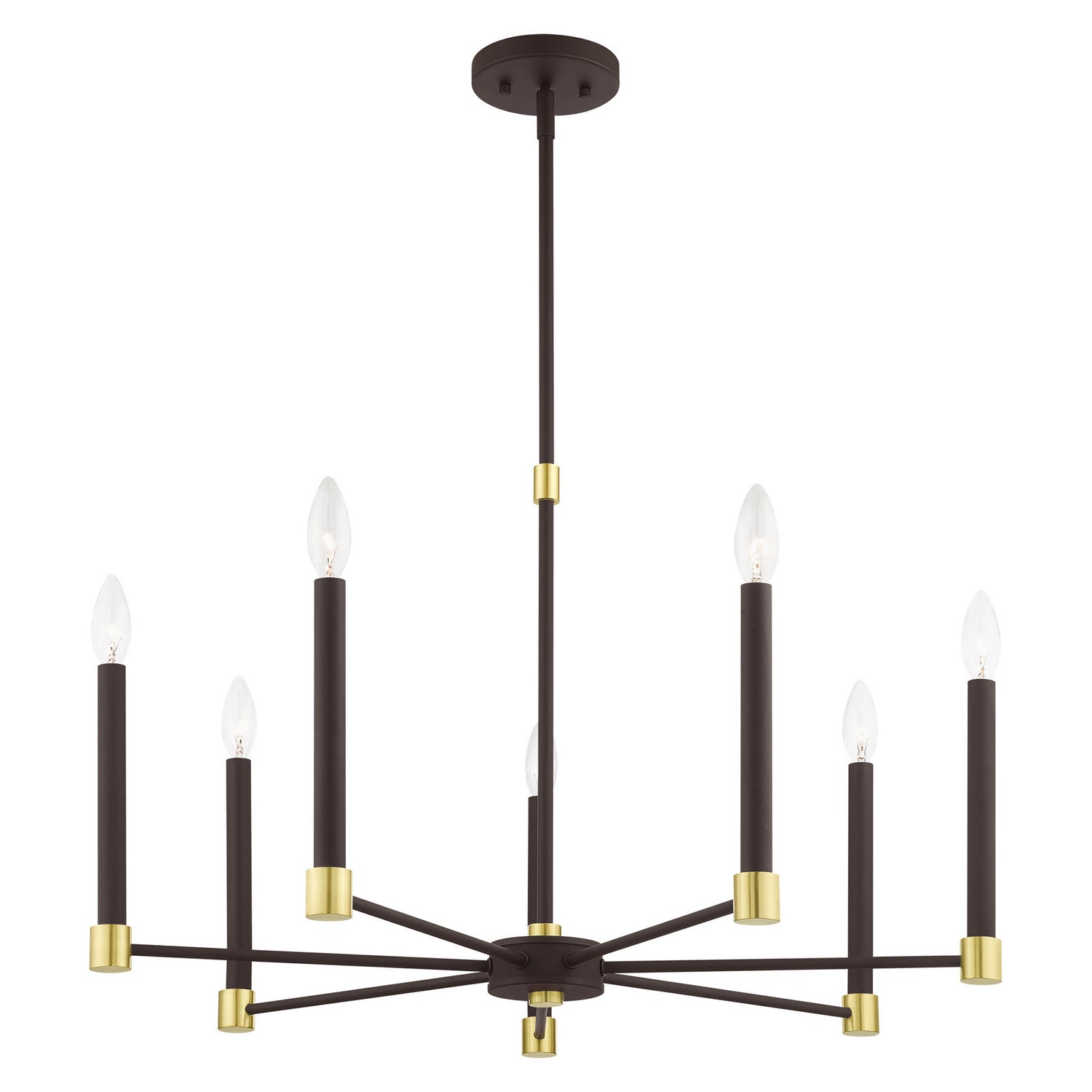 Livex Lighting - 46887-07 - Seven Light Chandelier - Karlstad - Bronze w/ Satin Brasss