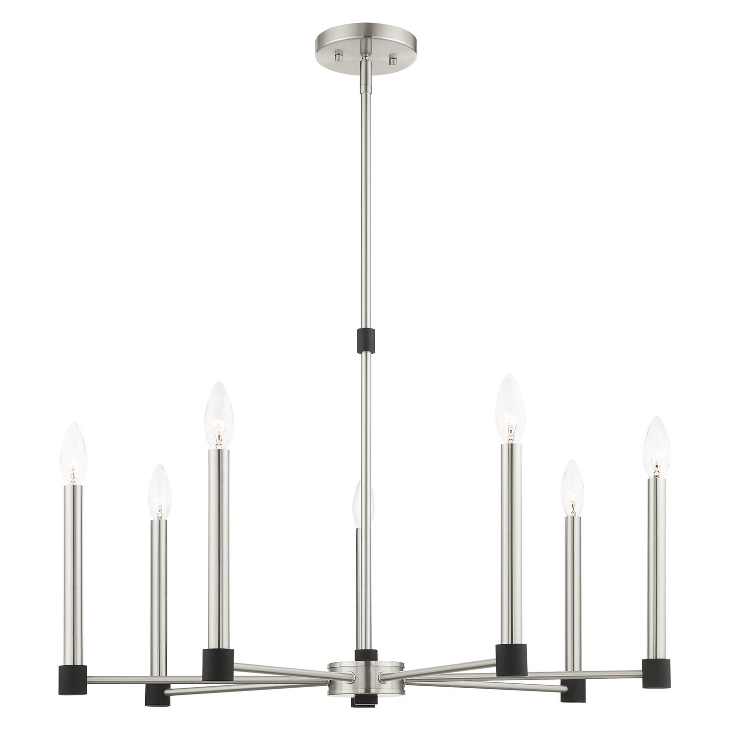 Livex Lighting - 46887-91 - Seven Light Chandelier - Karlstad - Brushed Nickel w/ Blacks