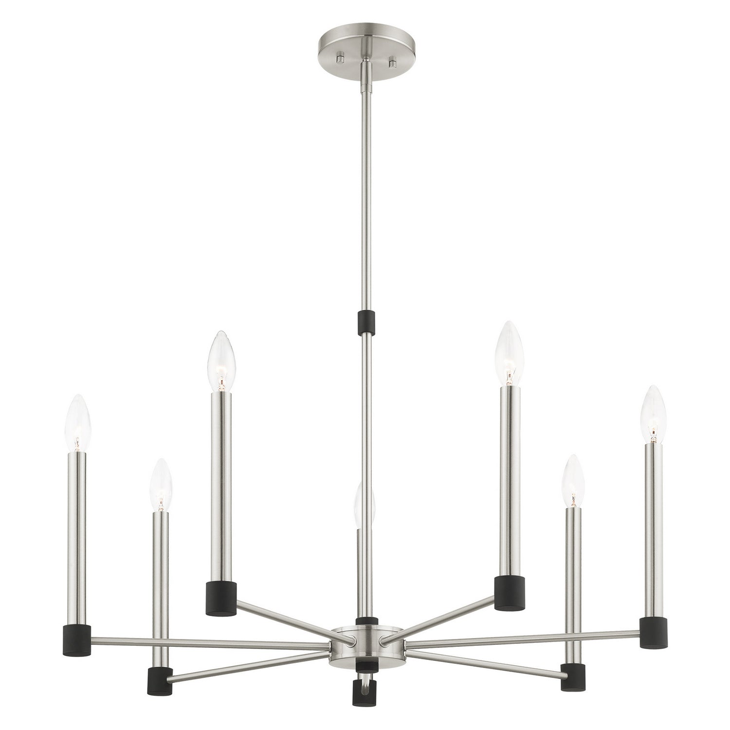 Livex Lighting - 46887-91 - Seven Light Chandelier - Karlstad - Brushed Nickel w/ Blacks