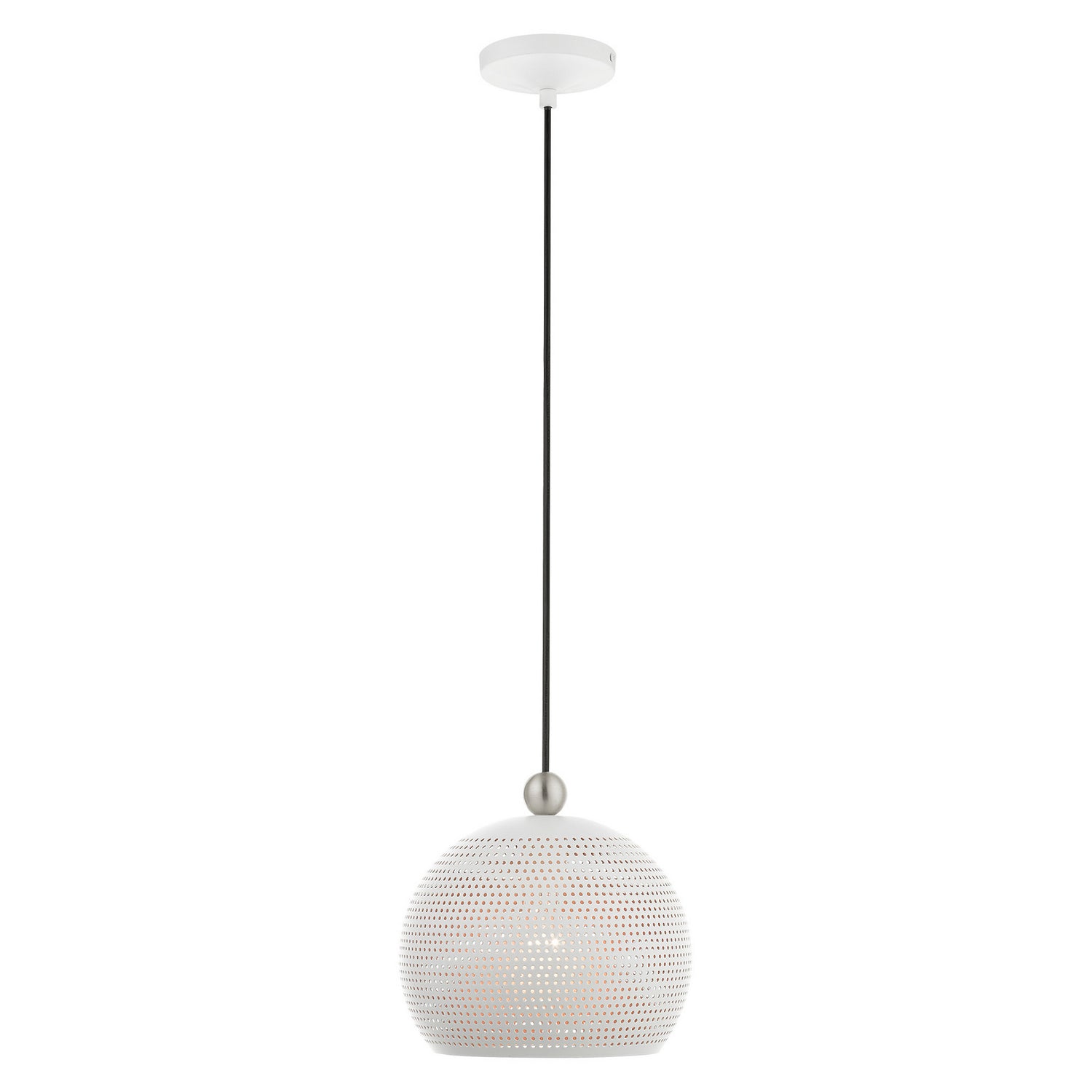Livex Lighting - 49100-03 - One Light Pendant - Dublin - White w/ Brushed Nickels