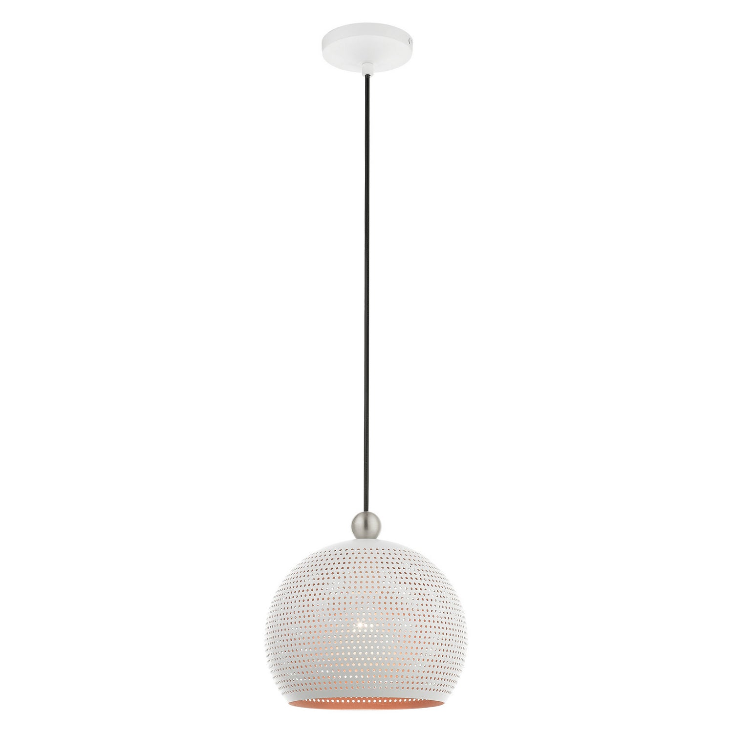 Livex Lighting - 49100-03 - One Light Pendant - Dublin - White w/ Brushed Nickels