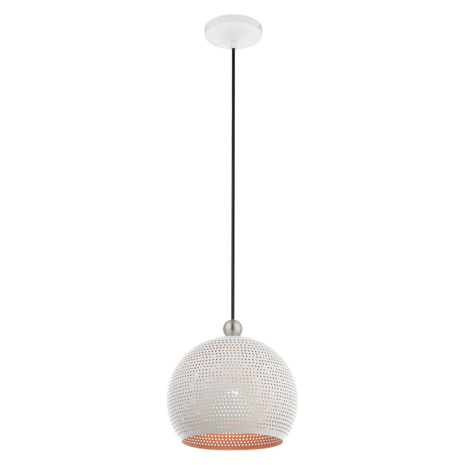 Livex Lighting - 49100-03 - One Light Pendant - Dublin - White w/ Brushed Nickels