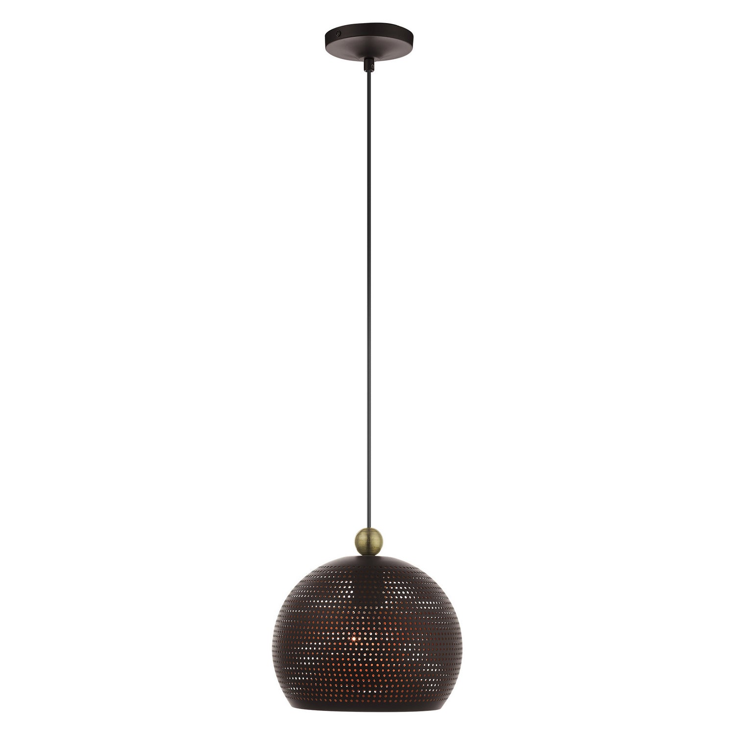 Livex Lighting - 49100-07 - One Light Pendant - Dublin - Bronze w/ Antique Brasss