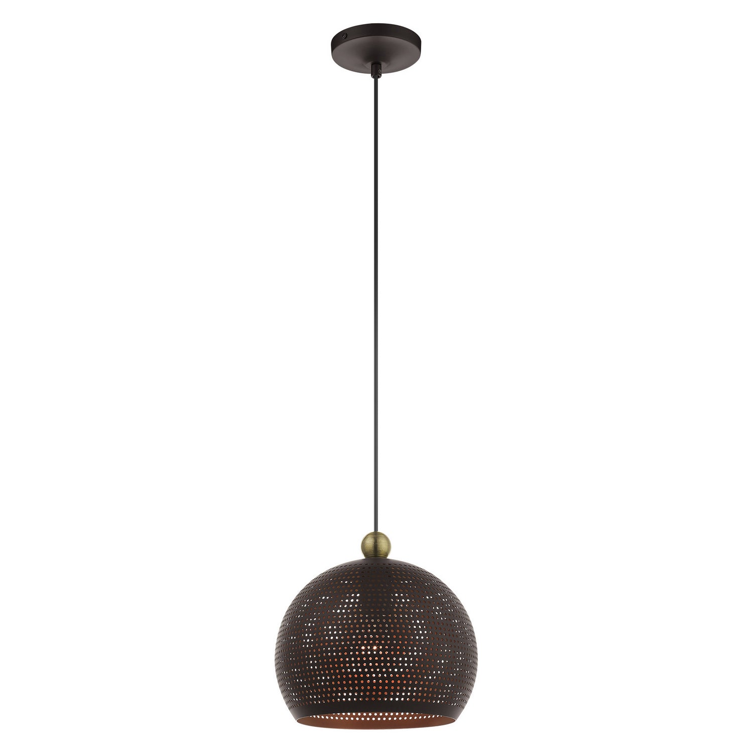 Livex Lighting - 49100-07 - One Light Pendant - Dublin - Bronze w/ Antique Brasss