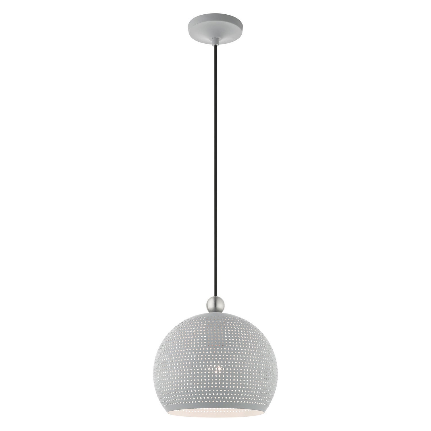 Livex Lighting - 49100-80 - One Light Pendant - Dublin - Nordic Gray w/ Brushed Nickels