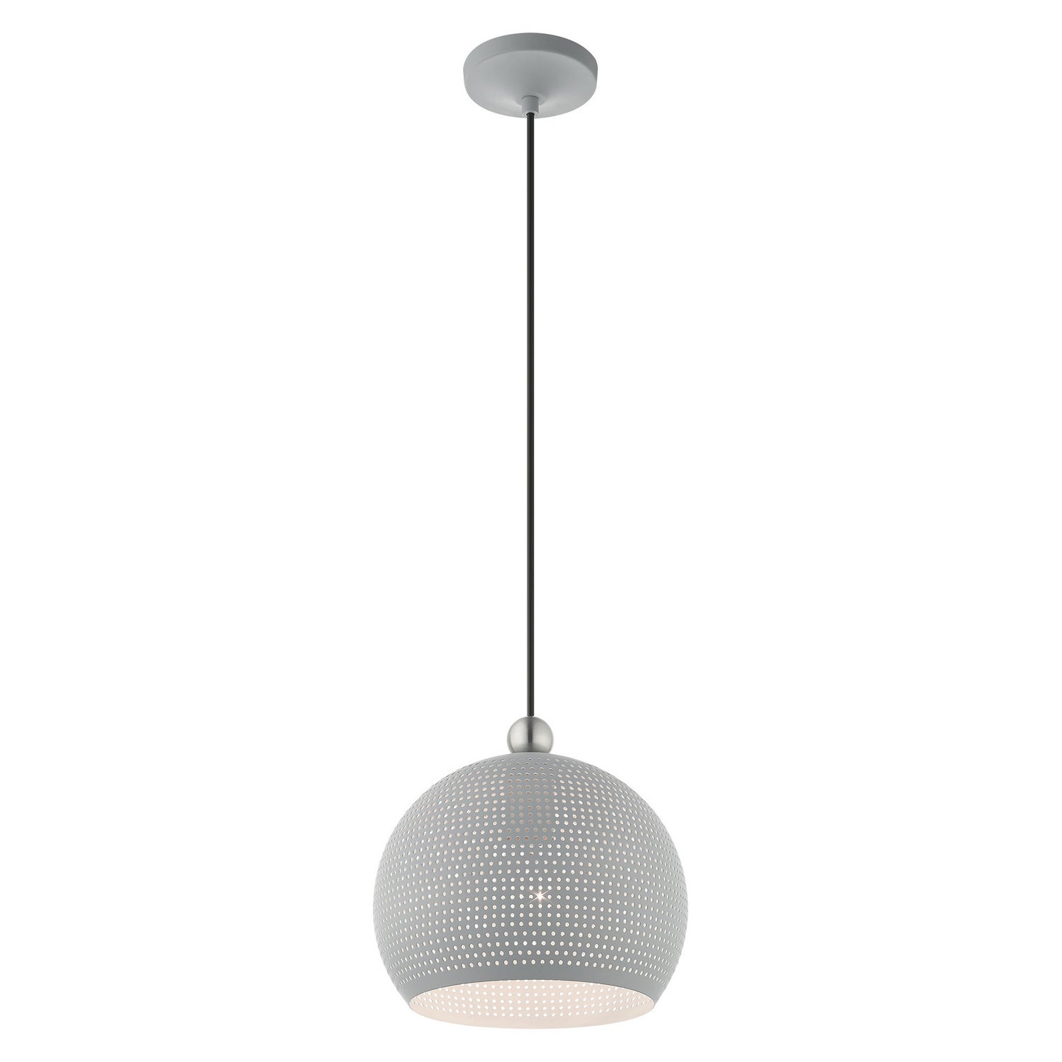 Livex Lighting - 49100-80 - One Light Pendant - Dublin - Nordic Gray w/ Brushed Nickels