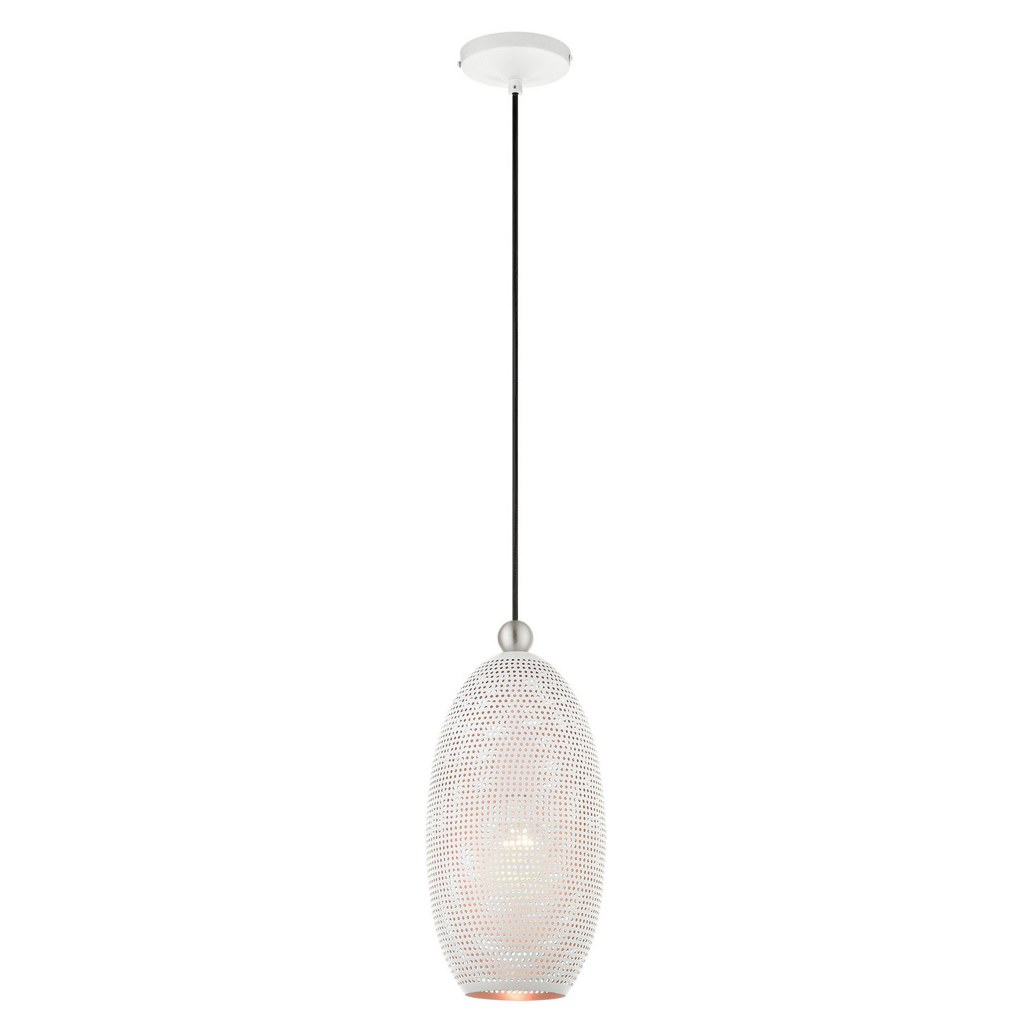 Livex Lighting - 49101-03 - One Light Pendant - Dublin - White w/ Brushed Nickels