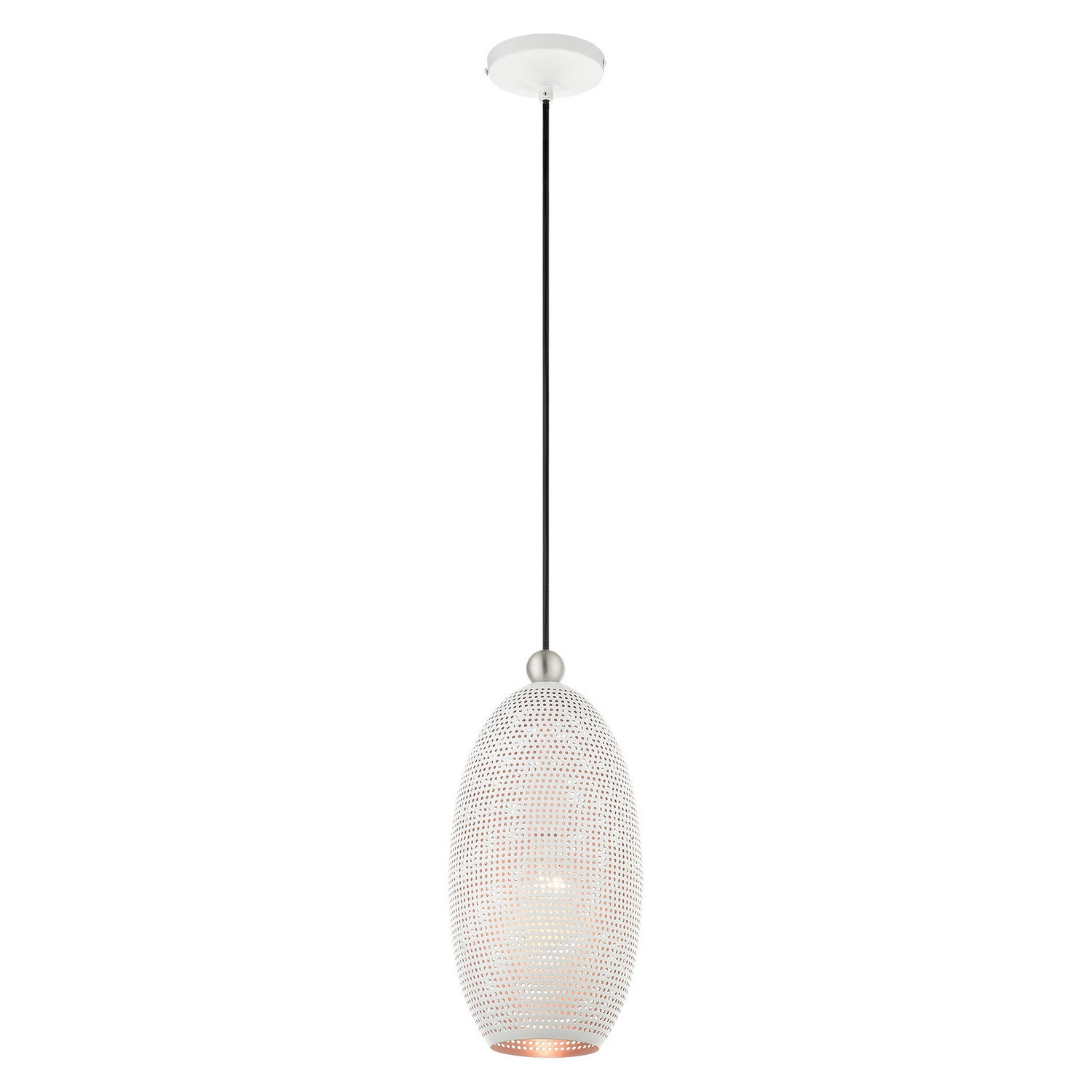 Livex Lighting - 49101-03 - One Light Pendant - Dublin - White w/ Brushed Nickels