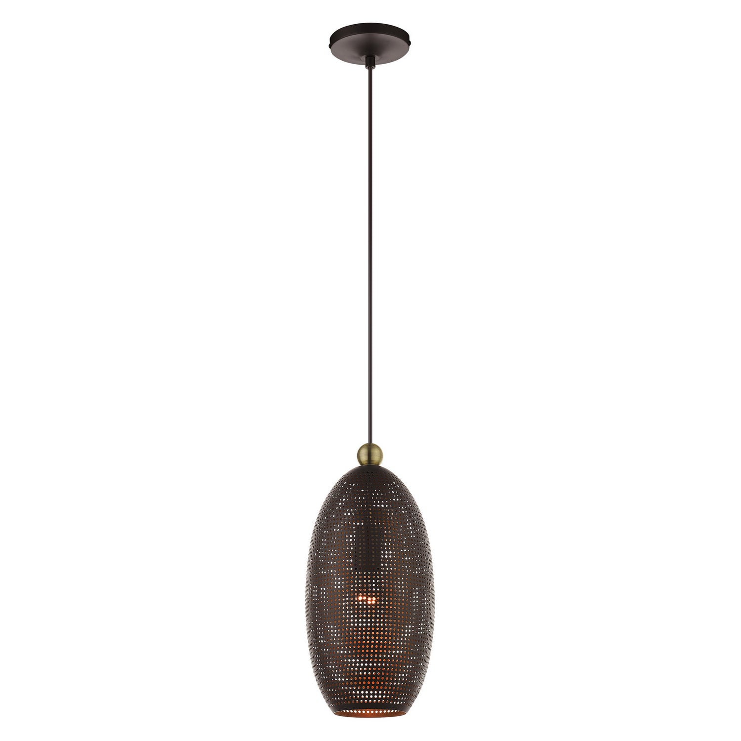 Livex Lighting - 49101-07 - One Light Pendant - Dublin - Bronze w/ Antique Brasss