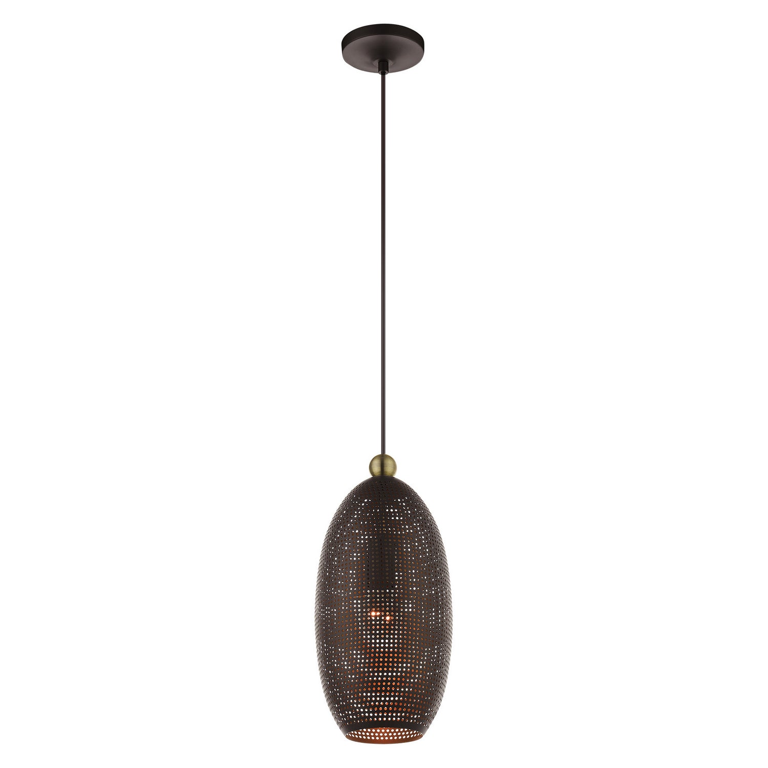 Livex Lighting - 49101-07 - One Light Pendant - Dublin - Bronze w/ Antique Brasss