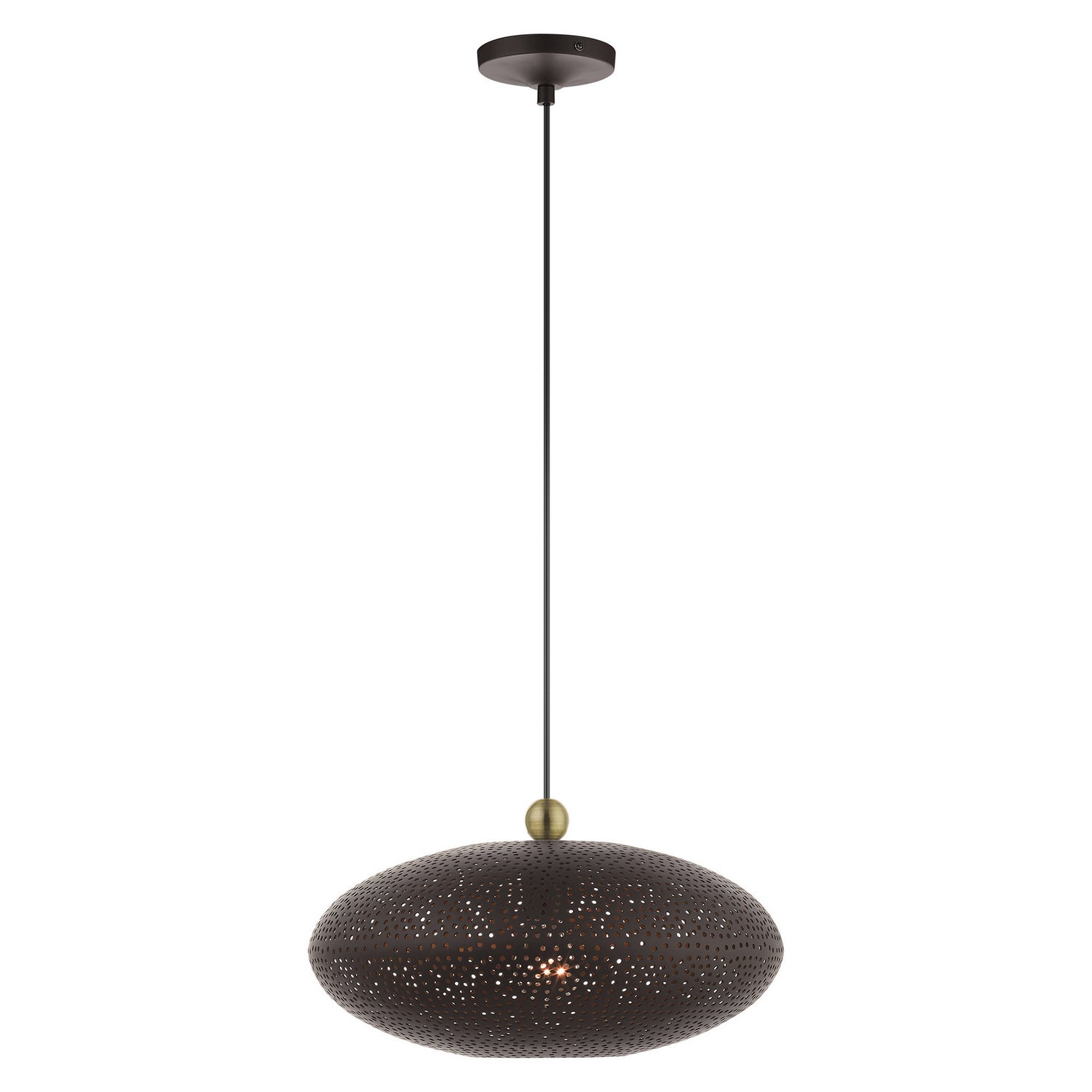 Livex Lighting - 49102-07 - One Light Pendant - Dublin - Bronze w/ Antique Brasss