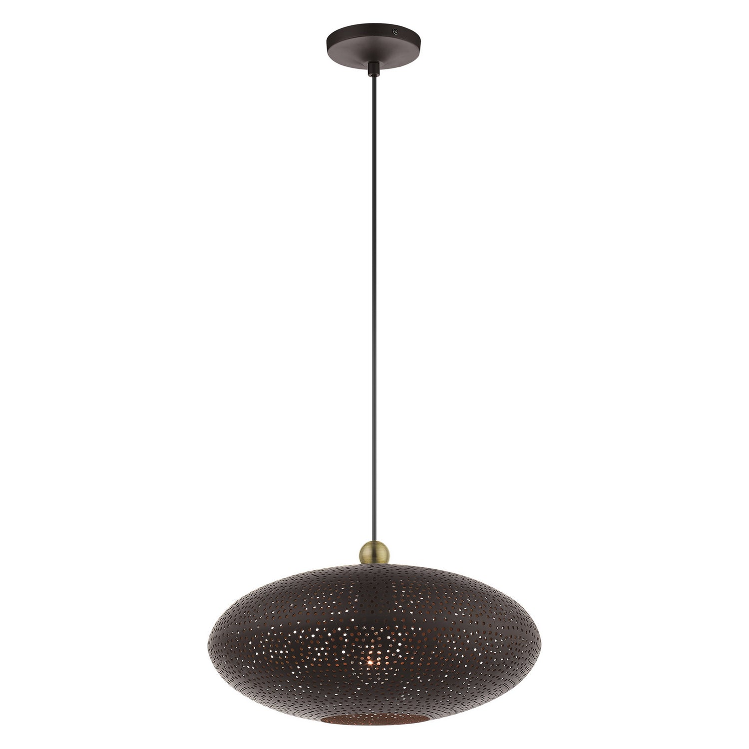 Livex Lighting - 49102-07 - One Light Pendant - Dublin - Bronze w/ Antique Brasss